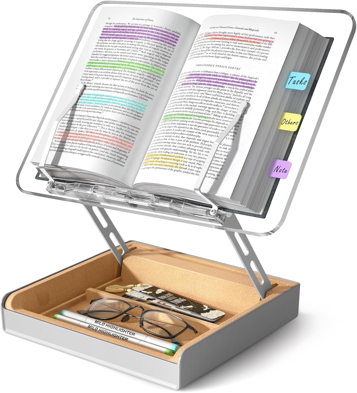 Book Stand with Storage Clear Acrylic