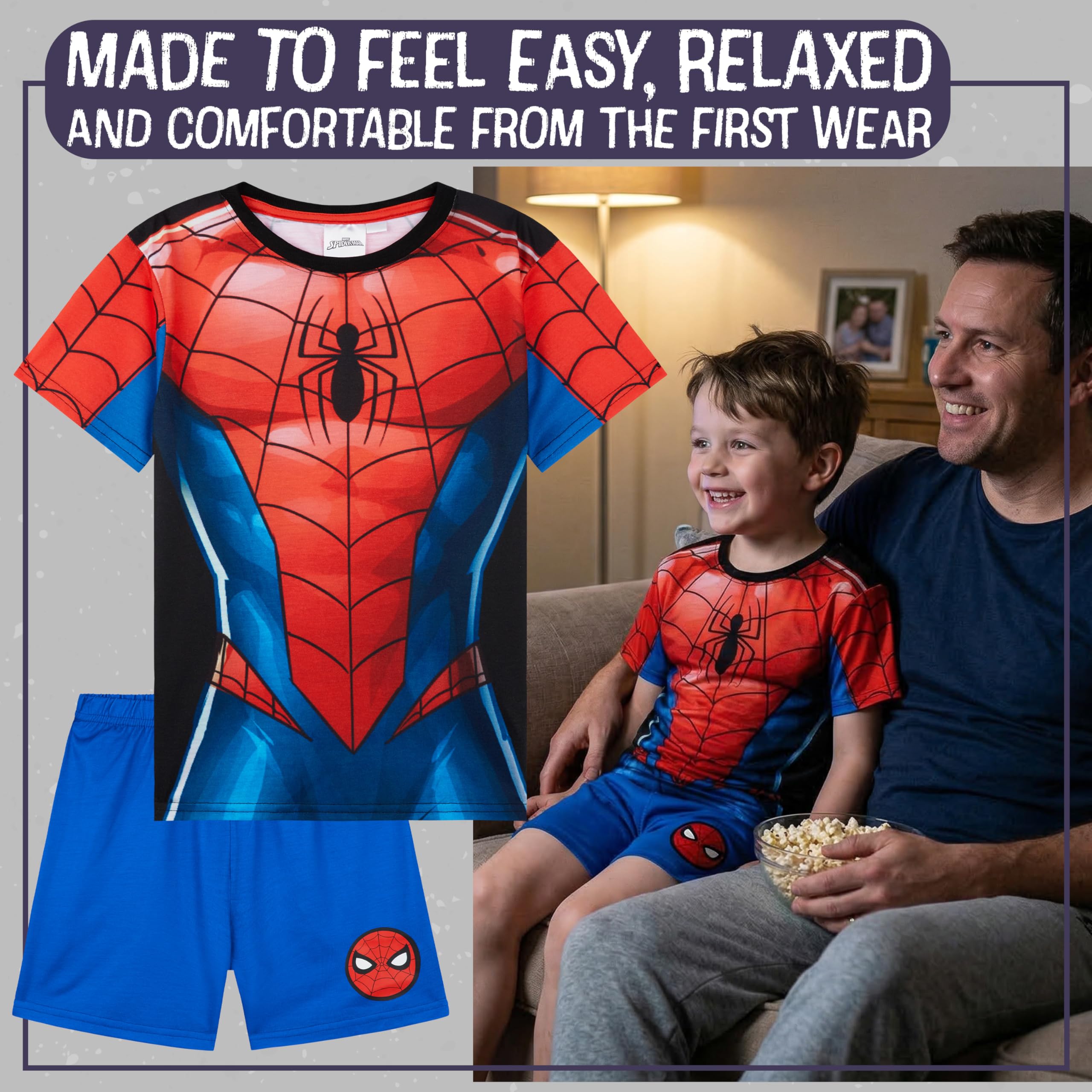 Marvel Spiderman Spidey y Sus Amigos Pijama Niño Conjunto Verano Camiseta Manga Corta Pantalón Corto Ropa Dormir Regalo