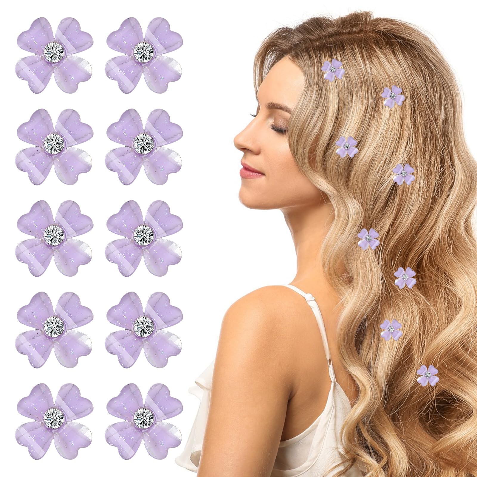 Ouligay 20 mini pinzas para el pelo, mini pinzas para el cabello de flores moradas, lindas horquillas decorativas antideslizantes para el cabello, accesorios para el cabello para mujeres y niñas,