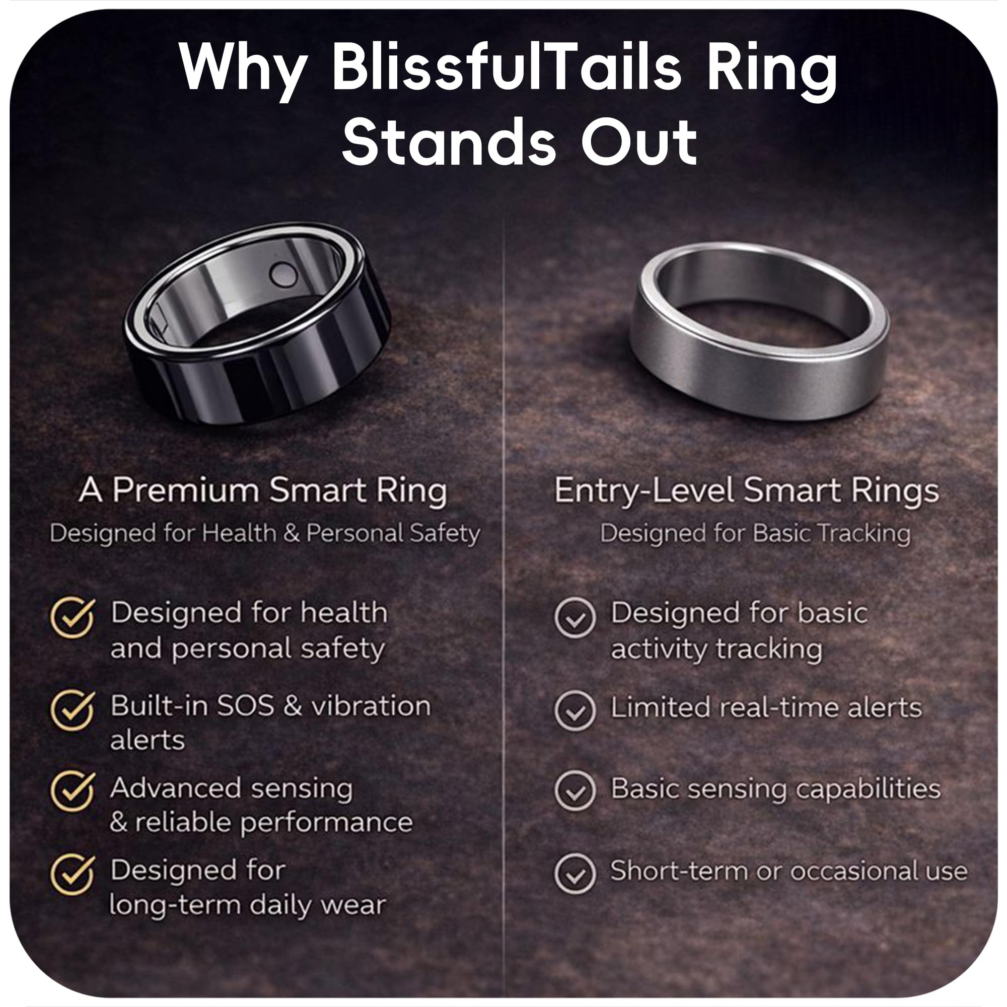 Bague intelligente avec contrôle tactile et rappels de vibrations - Étanche pour fitness, sommeil, fréquence cardiaque, suivi des pas, boîtier de charge de 30 jours, idéal pour les couples, compatible