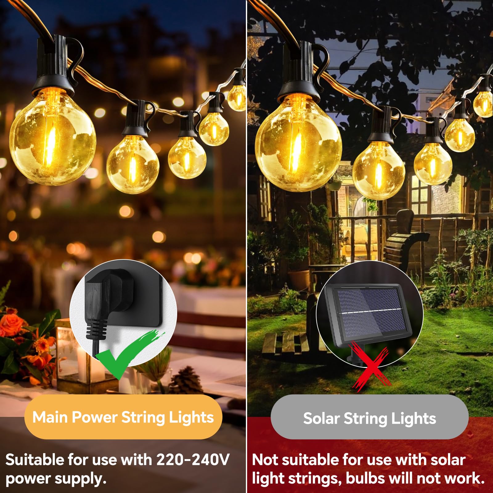 10 Pezzi Lampadina LED G40 E12 1W, AC 220-240V, Equivalente 7W, Bianca Calda 2700K, 100lm, G40 Globe, Impermeabili IP54, Non Dimmerabile, per Stringhe Luminose Illuminazione Interna ed Esterna