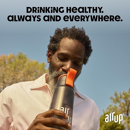 Miniatura 6 de air up Botella de agua (16 onzas) Steel Black + 5 cápsulas Flavor Fiesta  Cápsulas de sabor sin azúcar y botellas de agua con popote  Botella de