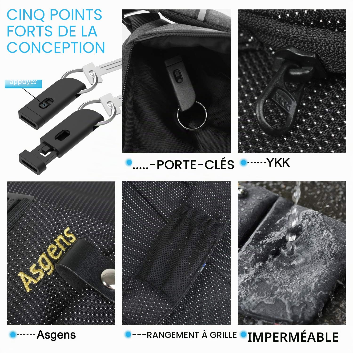 Crossbody Sports Poitrine Sac Pratique Multi-usages Anti-vol Sécurité Sling Bag Sac De Messager Étanche Loisirs Portable pour Enfants et Adultes En Plein Air