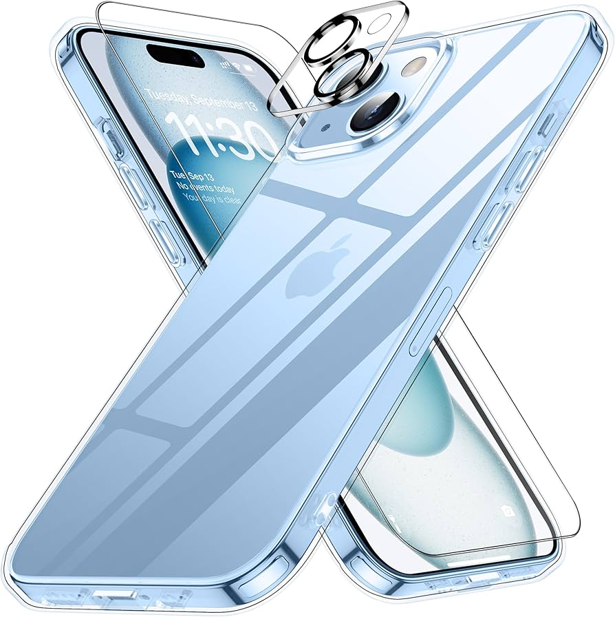 Amazon.co.jp: iphone15 ケース クリア 耐衝撃 カメラレンズ保護付き