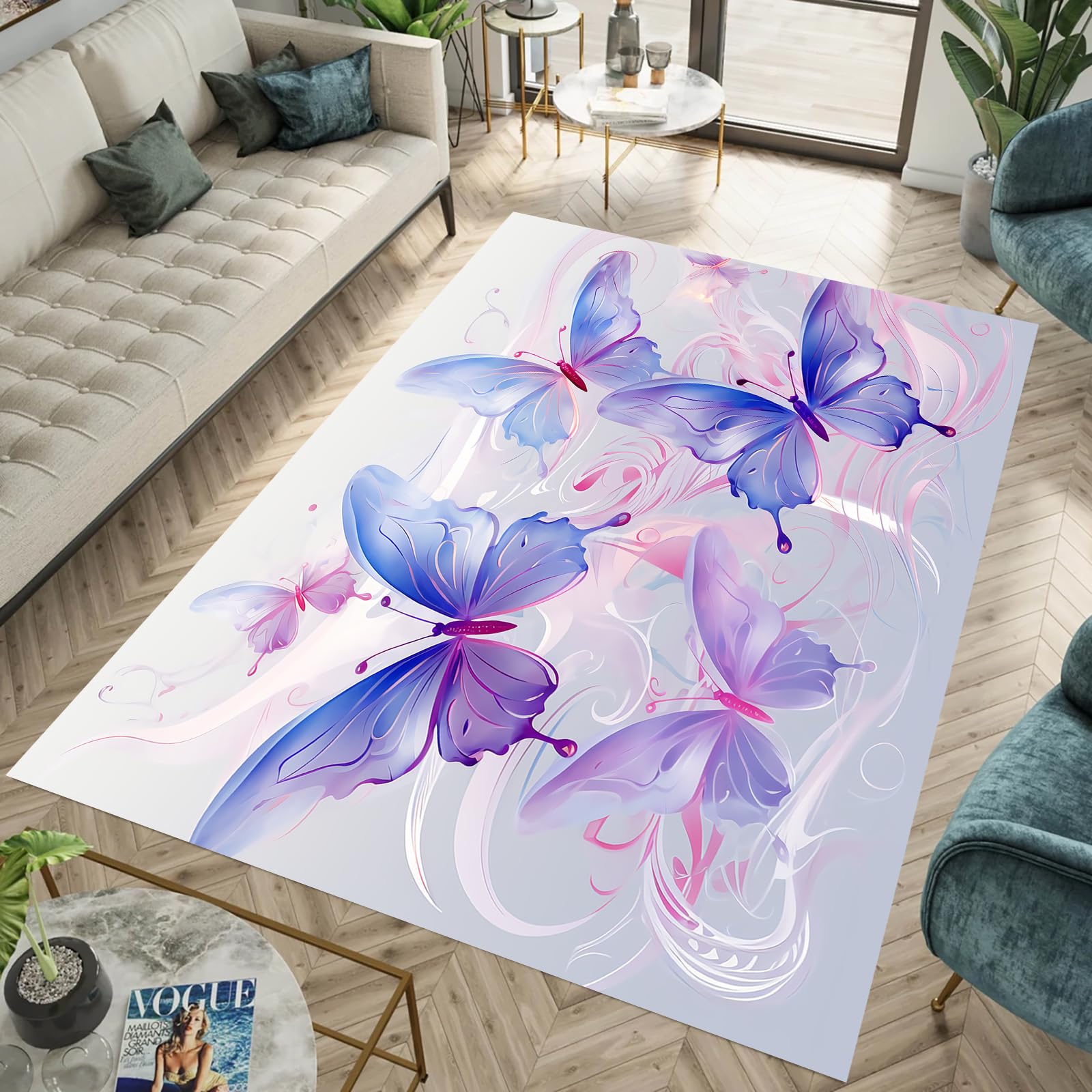 Tapis papillon TEBUTI d'intérieur chic pour salon et chambre
