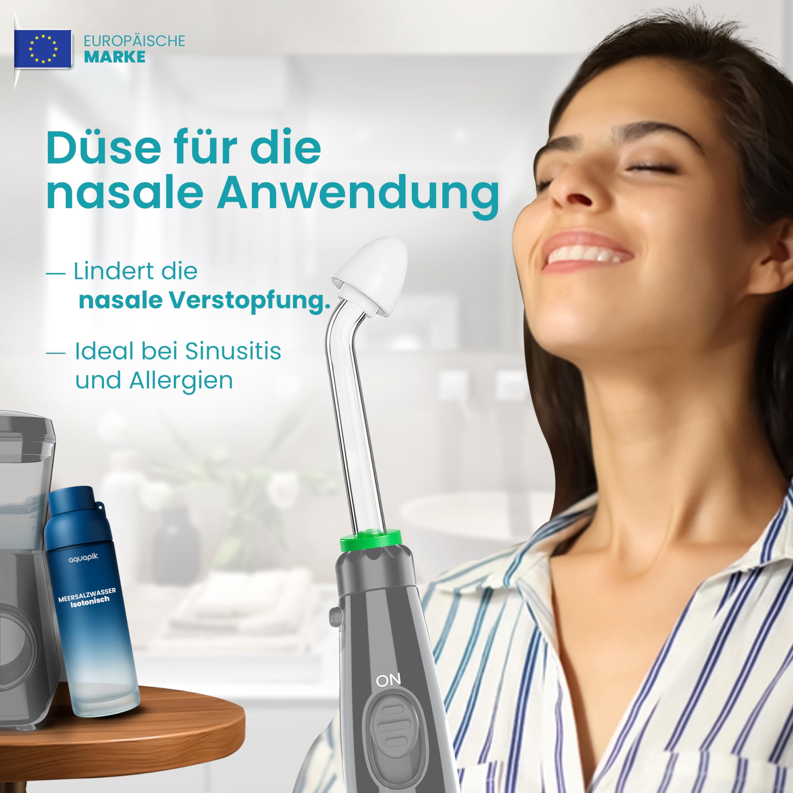 Aquapik® ADVANCED Munddusche | Ideal für Zahnspangen, Implantate und empfindliches Zahnfleisch | Aufhellungs-Kit entfernt Flecken | 10 Druckstufen | 10 Düsen | Von Zahnärzten empfohlen.