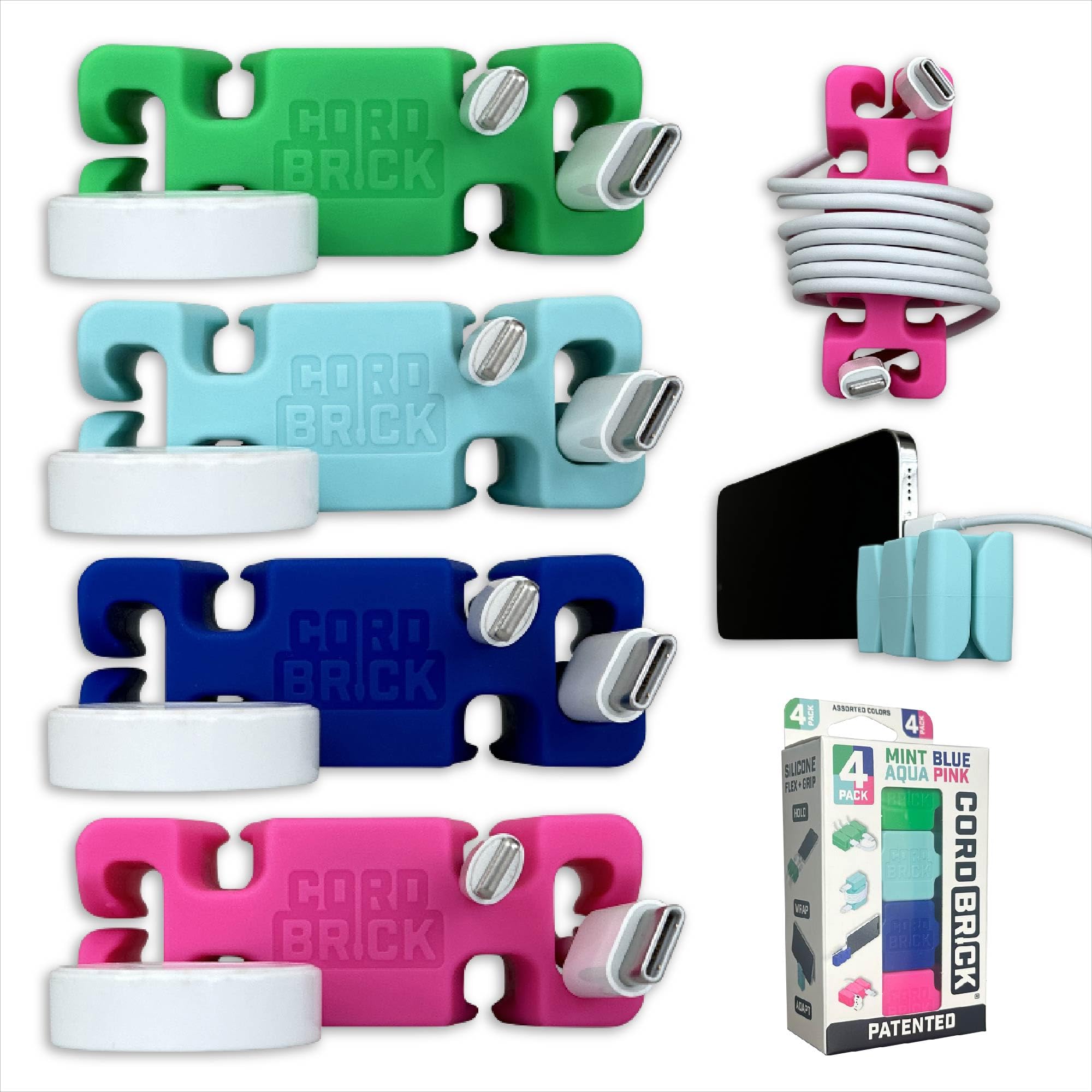 CordBrick Stocking Stuffers for Adults Cord Management Weighted Cord Holder Cable Wrap Phone Stand - Multiuse Gadget Organizer for Nightstand, Desk.