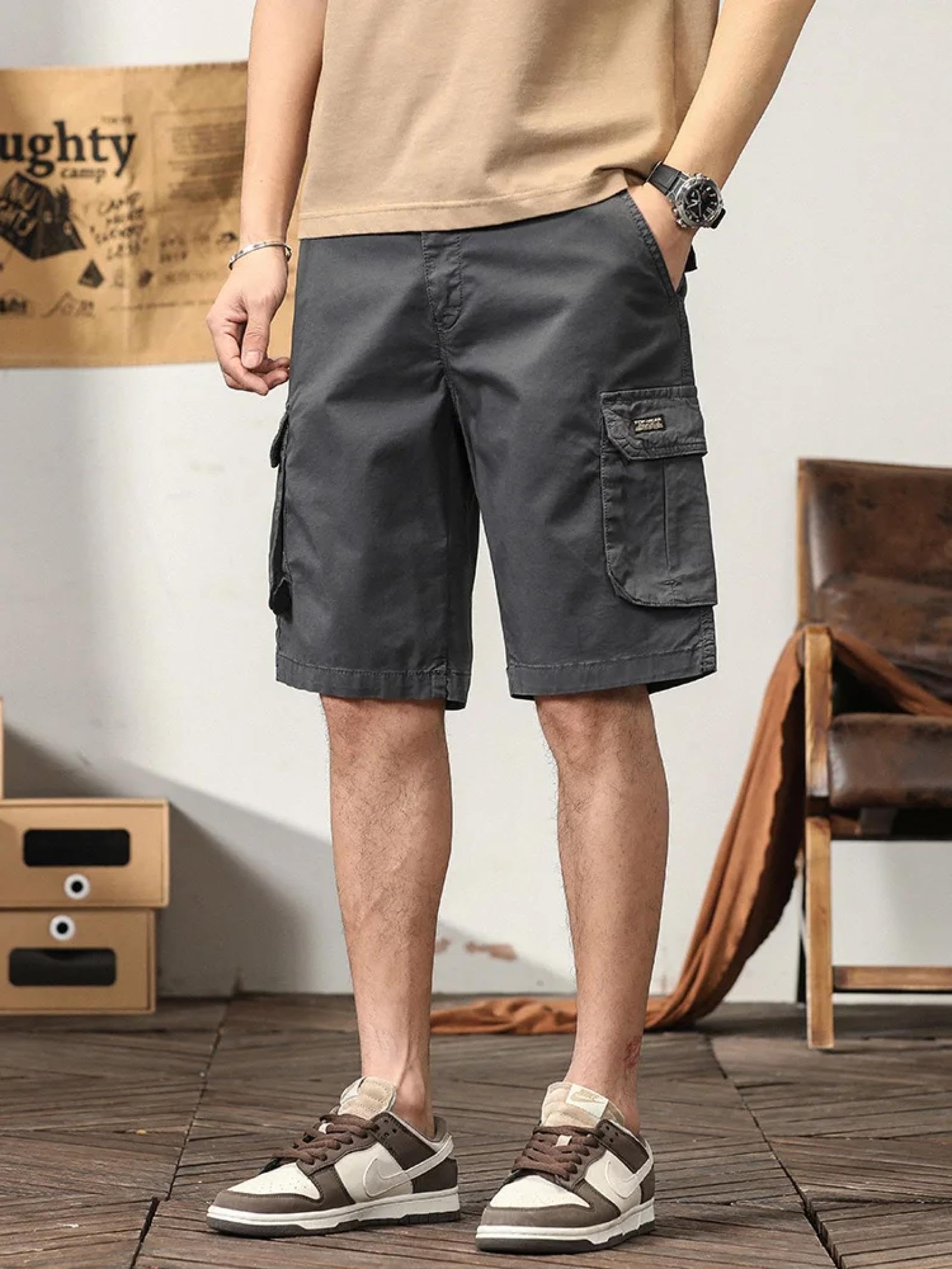 Pantaloncini Uomo Cargo Tasche Activewear All'aperto Corsa Casual Estate Uomo Pantaloncini Cargo