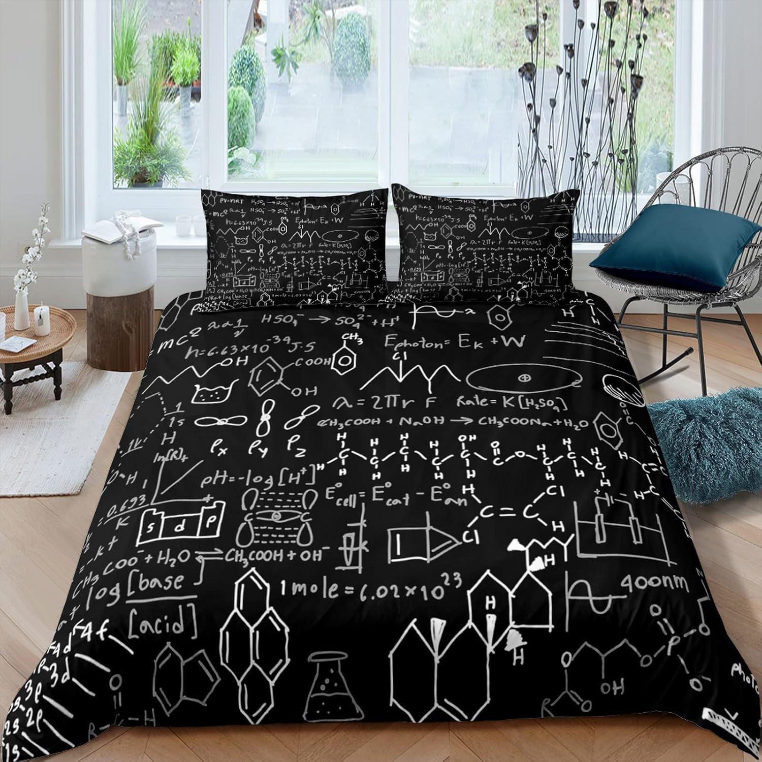 3D Printed Duvet Cover Single Bedding With 2 Pillowcase Soft Brushed Microfiber Bedding Set With Zipper Closure Bedroom Decor Quilt Covers - Mathematical Chemistry Formulas 135X200 Cm - H -858G481J02