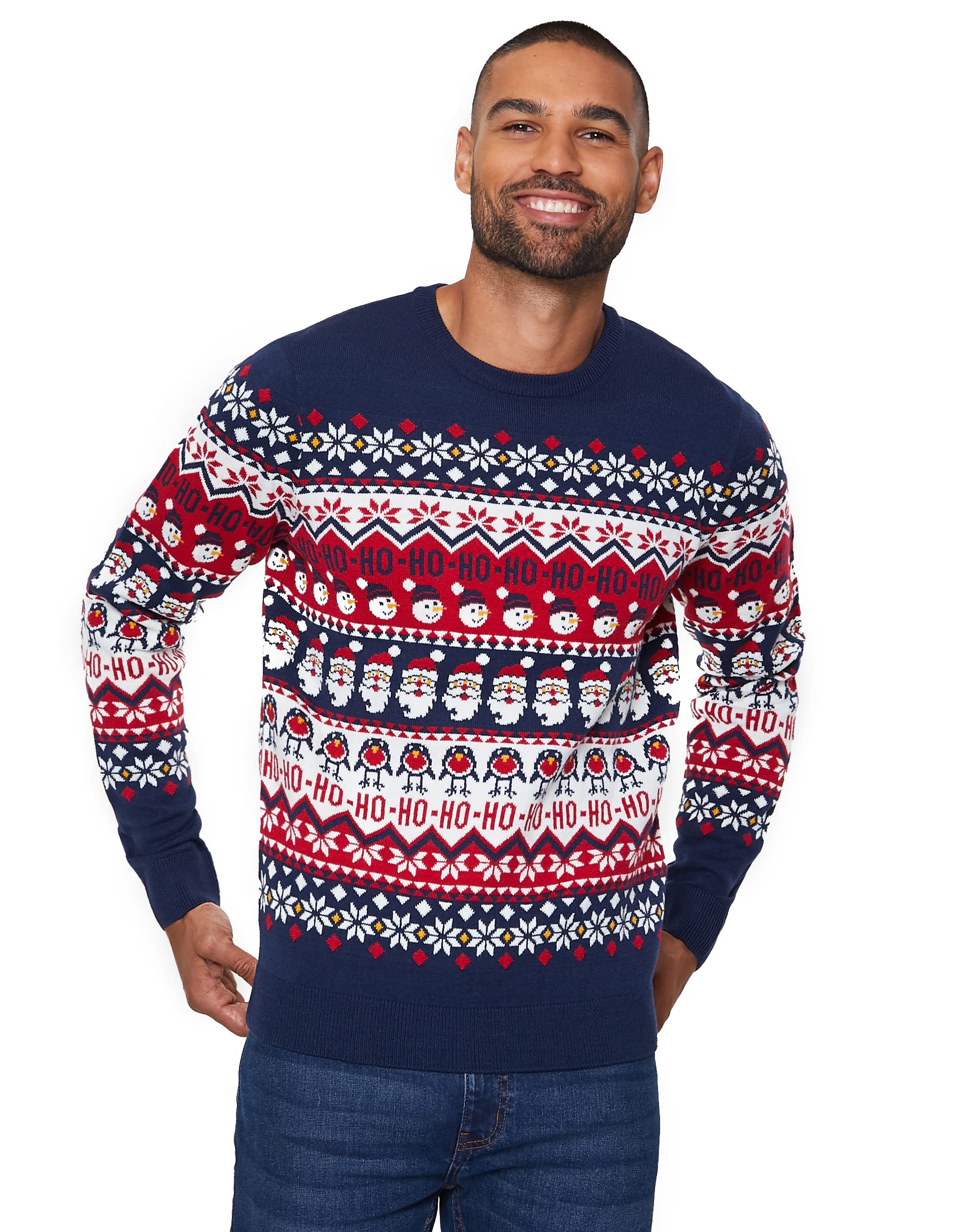 mymixtrendz Mens Knitted Xmas Rudolf Reindeer Snowflake Festive Deer Bambi Christmas Jumper