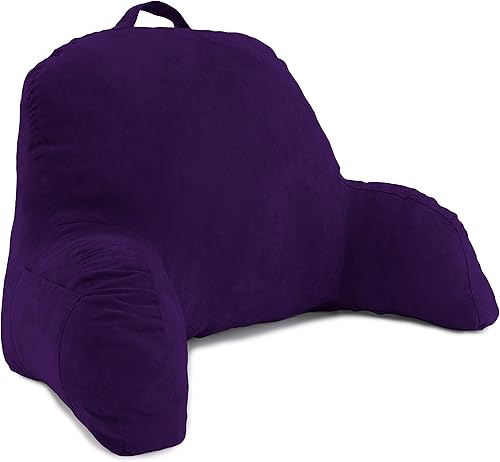 Almohada de lectura para reposo de cama de microgamuza morada, almohada de respaldo con brazos, almohada de reposo de cama, tumbona de cama hace que