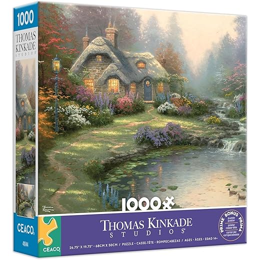 Ceaco - Thomas Kinkade - Everett's Cottage - 1000 Piece Jigsaw Puzzle - Relaxing and Fun Activity for Adults