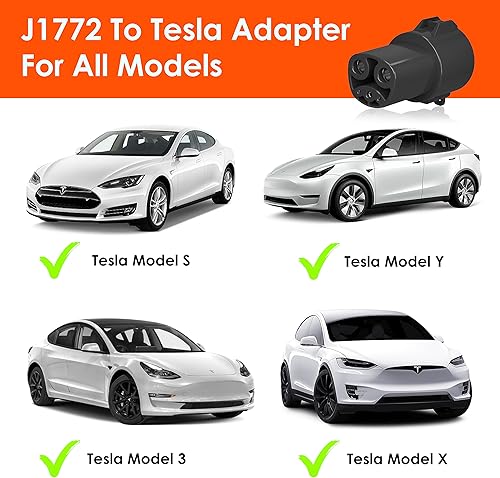 Miniatura 2 de Adaptador de carga J1772 a Tesla de 80 amperios/250 V CA, solo para propietarios de Tesla, compatible con cargador SAE J1772 (negro)