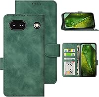Vista 21 de Eastcoo Funda tipo cartera con tapa para Google Pixel 7a, piel sintética y protección de poliuretano termoplástico, 3 ranuras para tarjetas, función