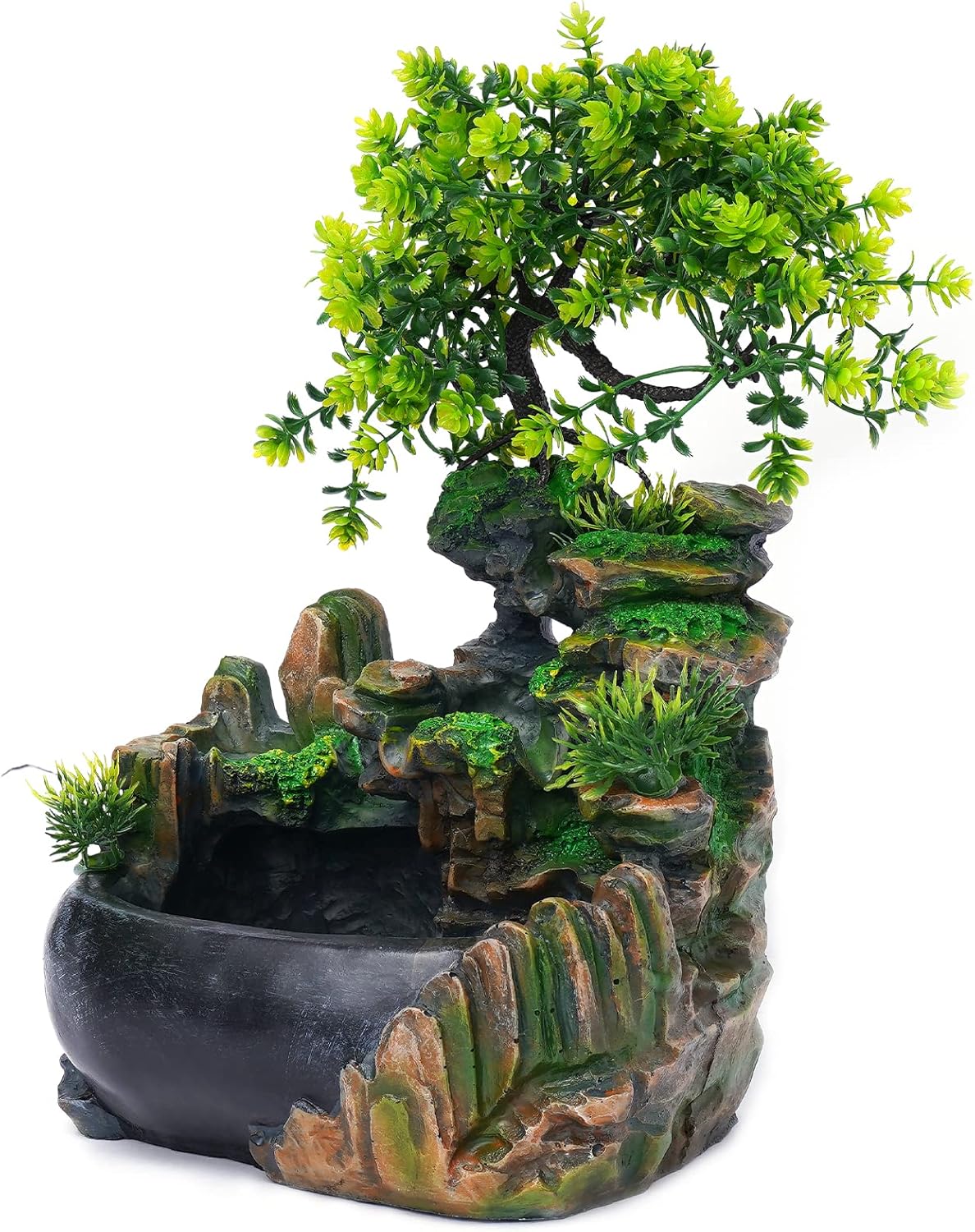 TaNeHaKi Zimmerbrunnen Wasserfall Brunnen mit Pflanzen Wasserbrunnen