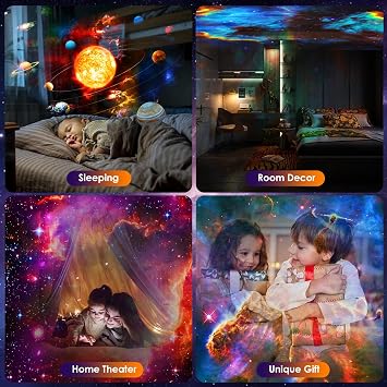 Galaxy Projector for Bedroom,13 in 1 HD Planetarium Star Projector with Solar System & Constellation,360° Rotating and Timer,LED Space Galaxy Lamp for Kids,Adults,Gifts,Room Decor