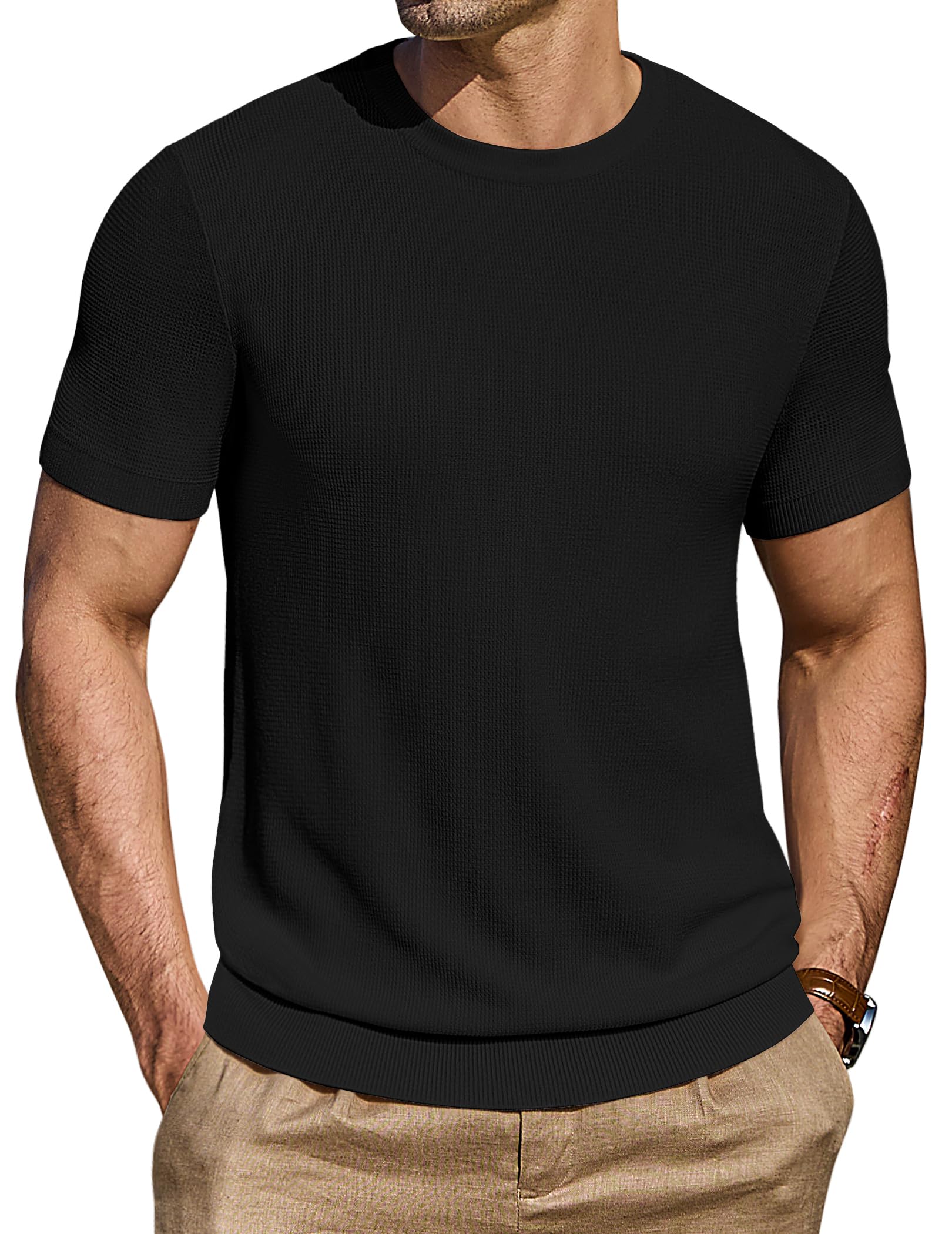 COOFANDY T-Shirt da Uomo Maglietta A Maniche Corte Maglia A Collo Rotondo Maglie Maglia Regolare
