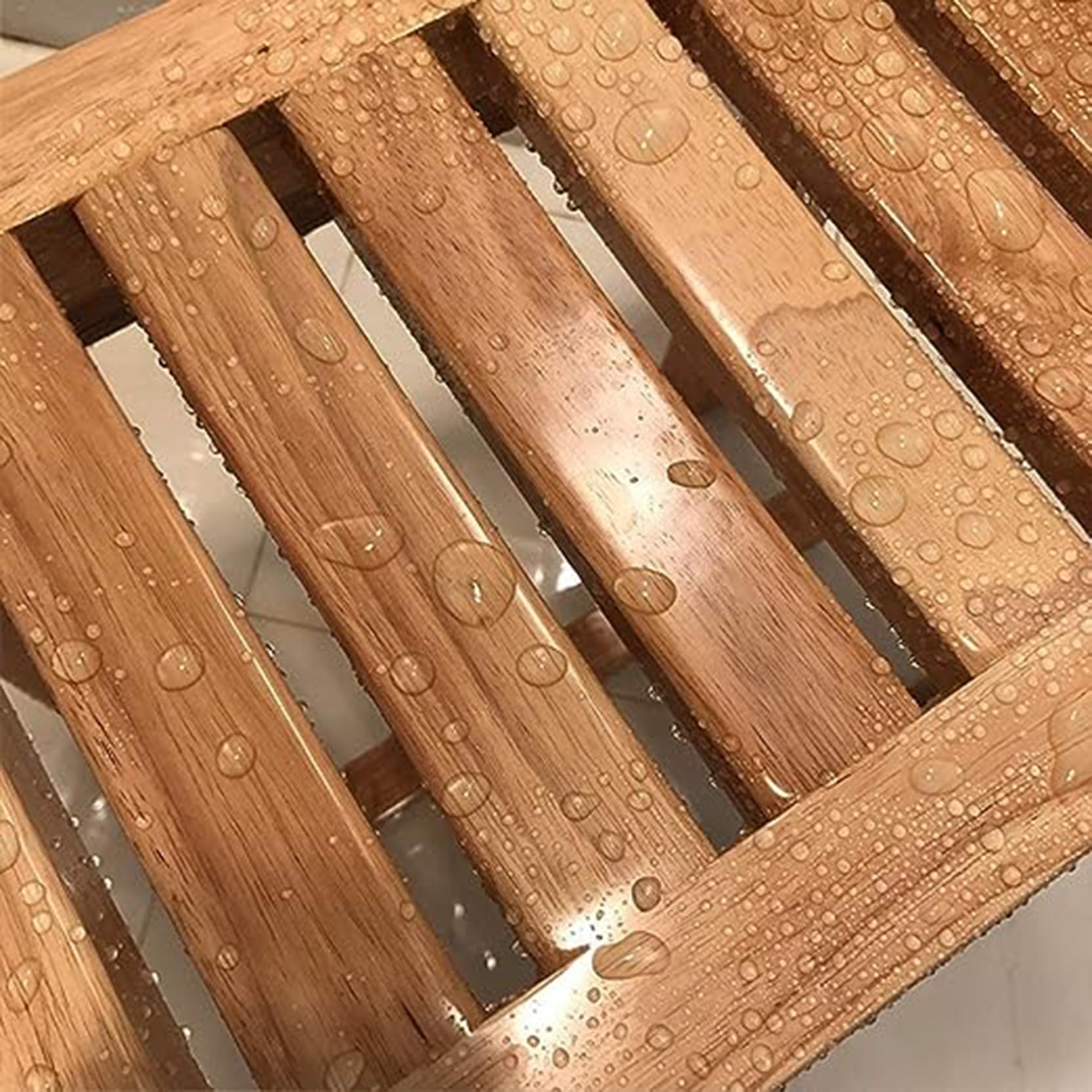 ZXLAGDB Waterproof Shower Bench Bathroom Stool for Seniors Bath Chair Bathroom Stool Wooden Shower Bench Adult Non-Slip Shower Seat Bathtub Bathing Stool Spa Changing Shoes Stool, 42x28x43cm