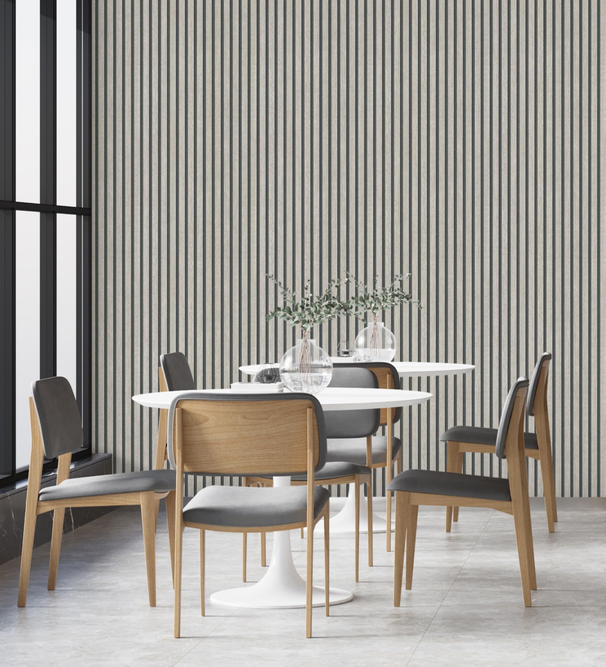 GAULAN 682664 - Papel pintado de listones de madera gris imitando el diseño de palillería para pared salón cocina baño dormitorio pasillo - Rollo de 10 m x 0,53 m