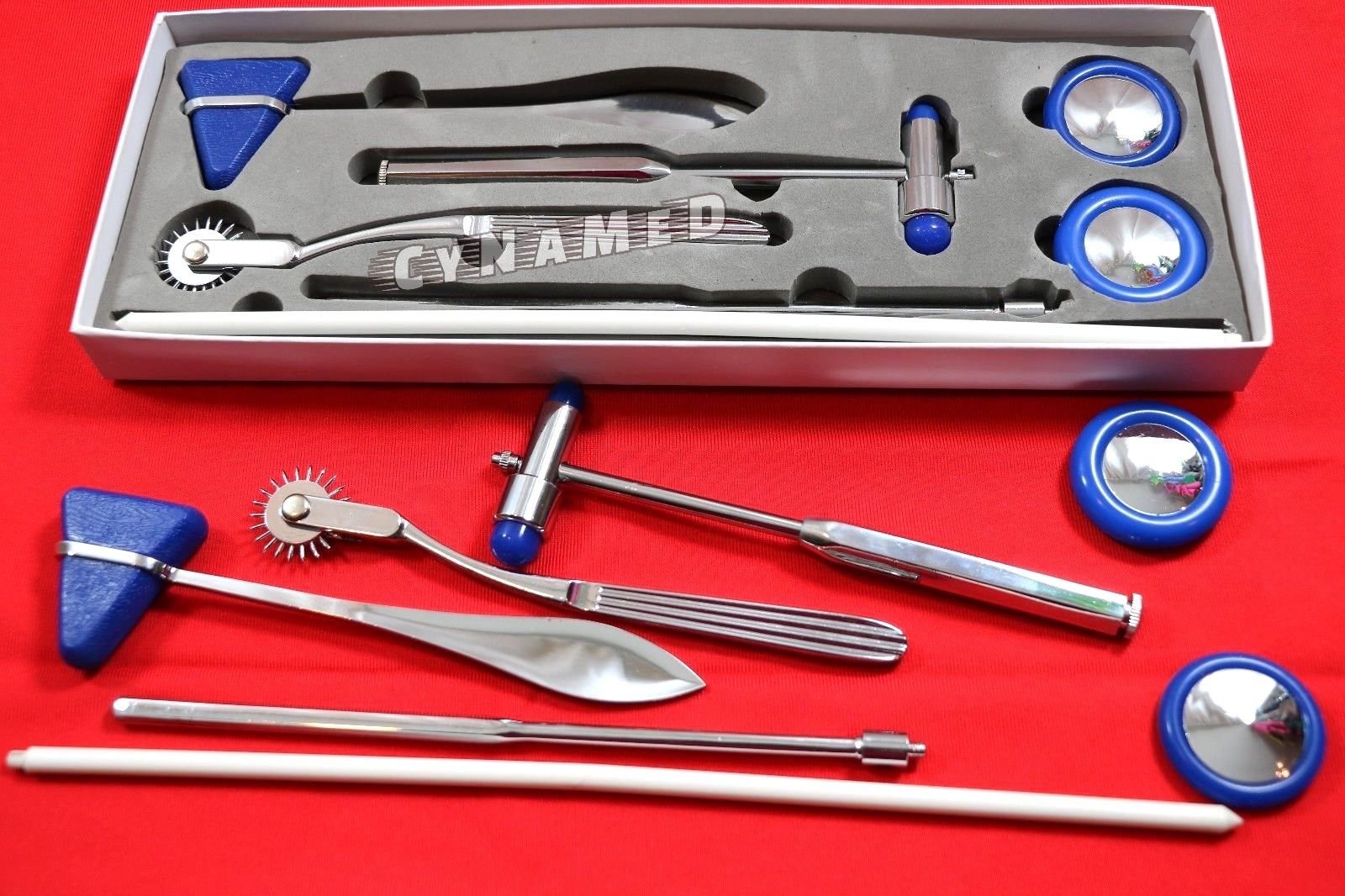 NEW Premium Neurological DIAGNOSTIC 5 pcs SET-Pinwheel-Taylor Hammer Babinski, Queen Square, & Buck Hammer-A+QUALITY (CYNAMED BRAND)