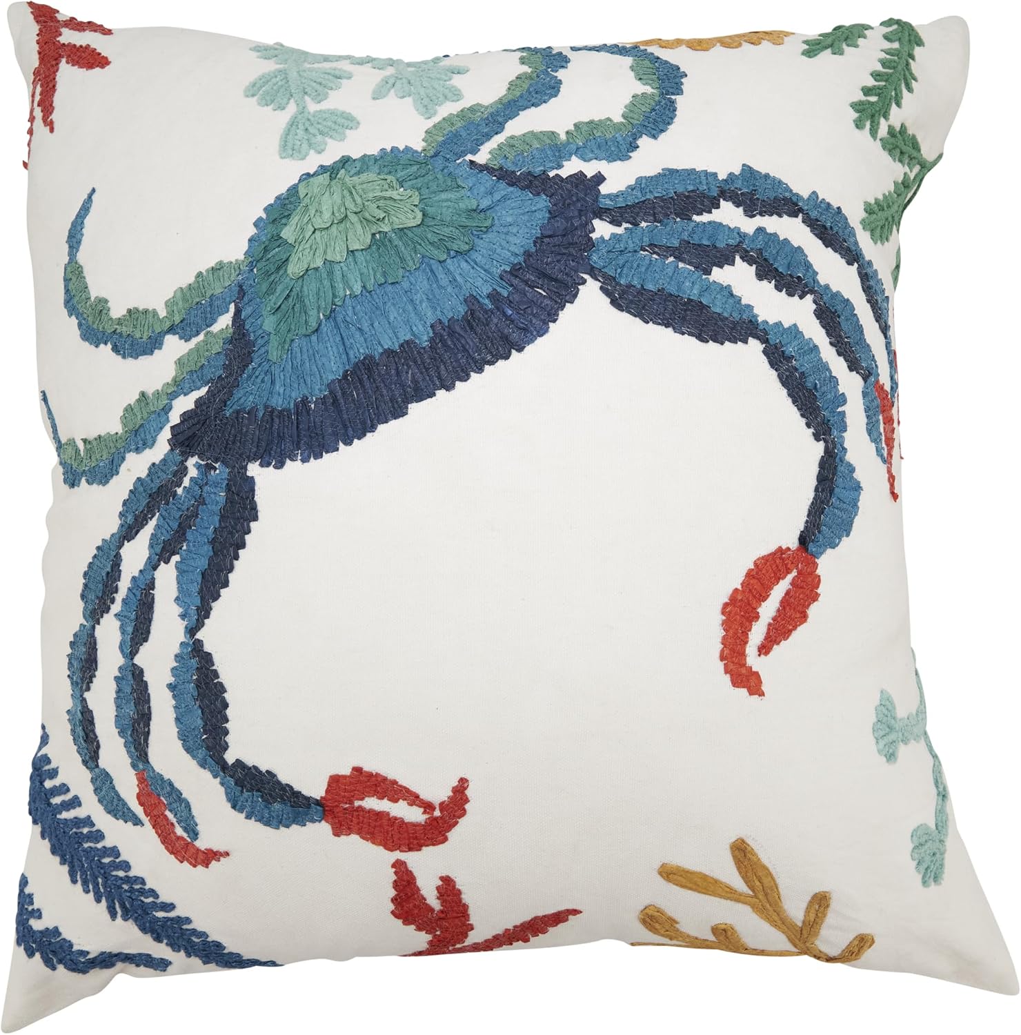 SARO LIFESTYLE Crab Design Pillow Cover, Multi, 20"