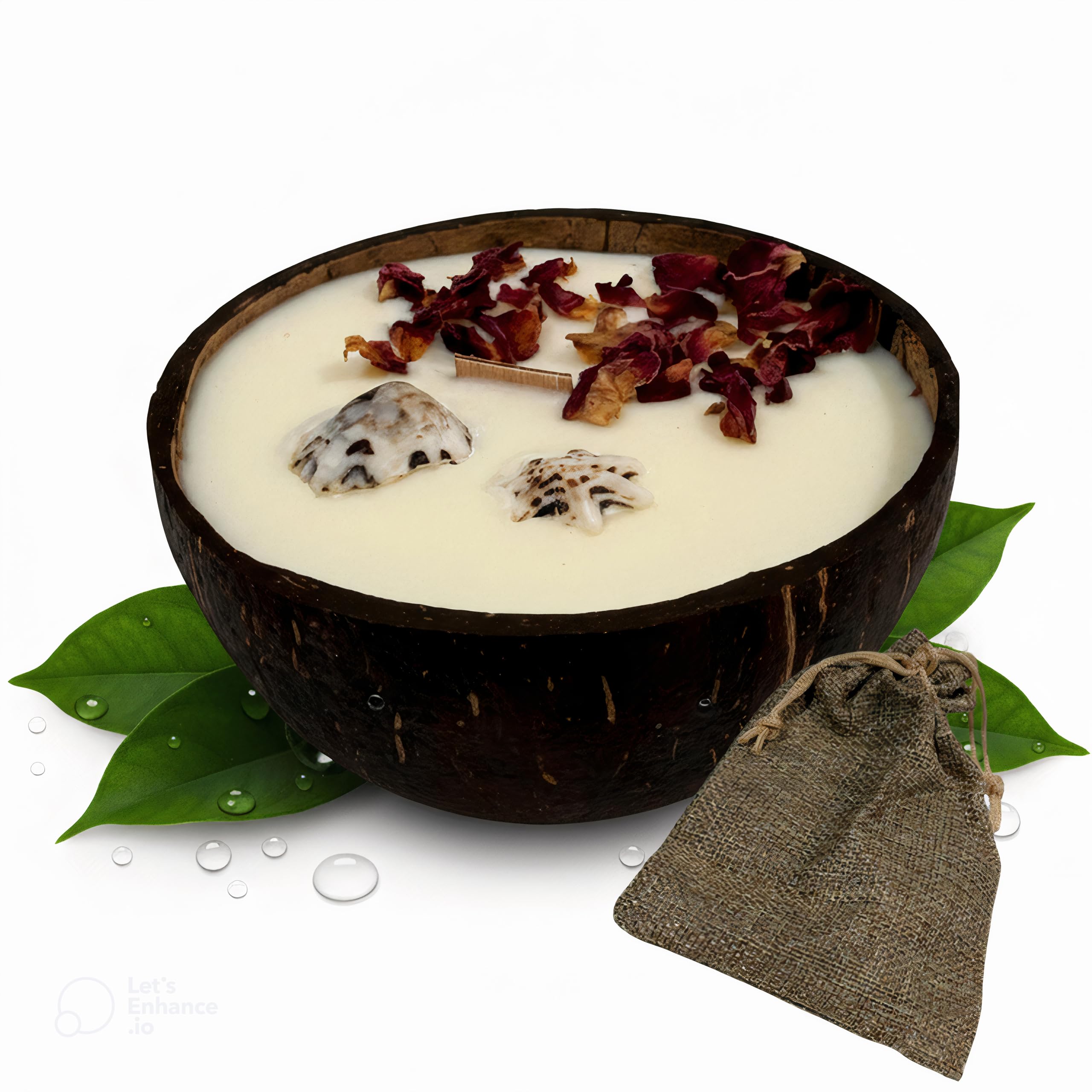 Bougie parfumée artisanale en noix de coco – Cire de soja 100% végétale, ~40 h – Végan, sans phtalates/CMR – À planter (graines + terreau inclus) – FLOREA – Arôme: