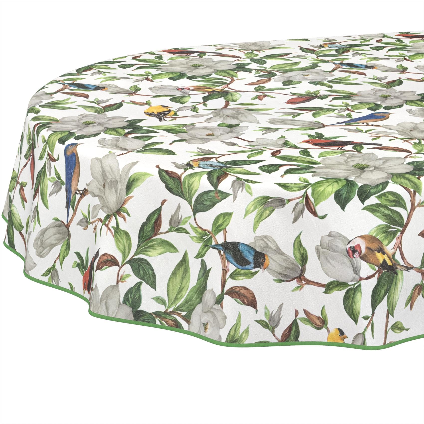 Oilcloth Tablecloth, Washable, Wax Tablecloth, Easy Care, Water-Repellent, Lotus Effect, Garden Tablecloth, Calibri Oval, 160 x 140 cm with Hem (Edged)