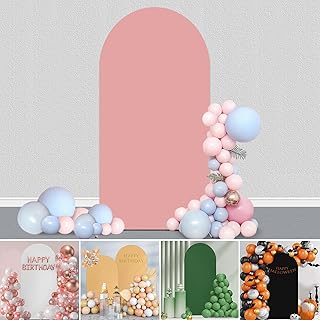 6.6FT Arch Backdrop Cover, Arch Stand Background Spandex Covers Fitted Round Top Wall Backdrop Stretchy Fabric for Wedding Ceremony Birthday Party Banquet Decoration Pink