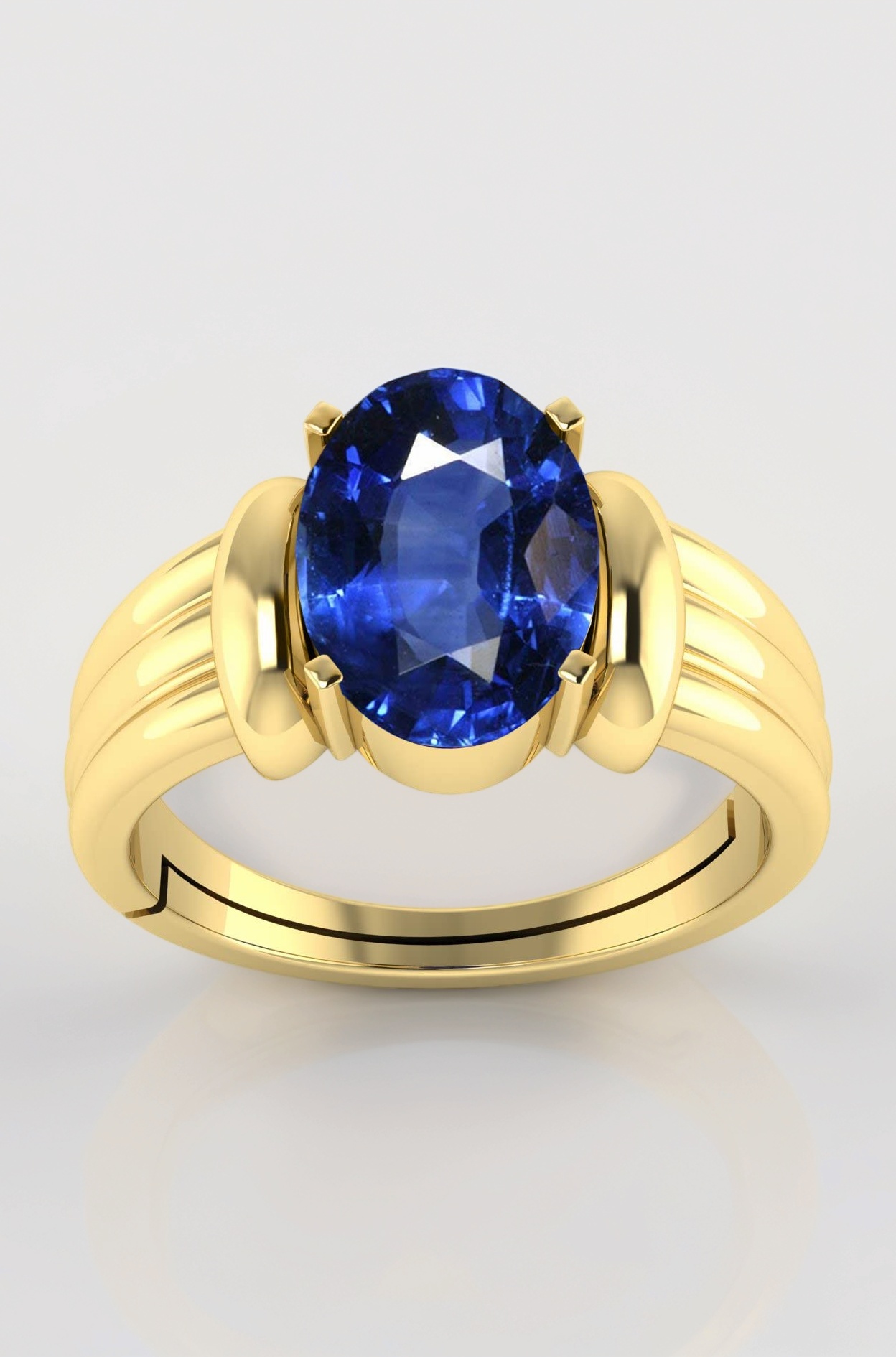 12.25 Ratti Neelam Stone Original Certified Blue Sapphire Gold Plated | Adjustable Ring/Anguthi With Lab Certificate for Men and Women