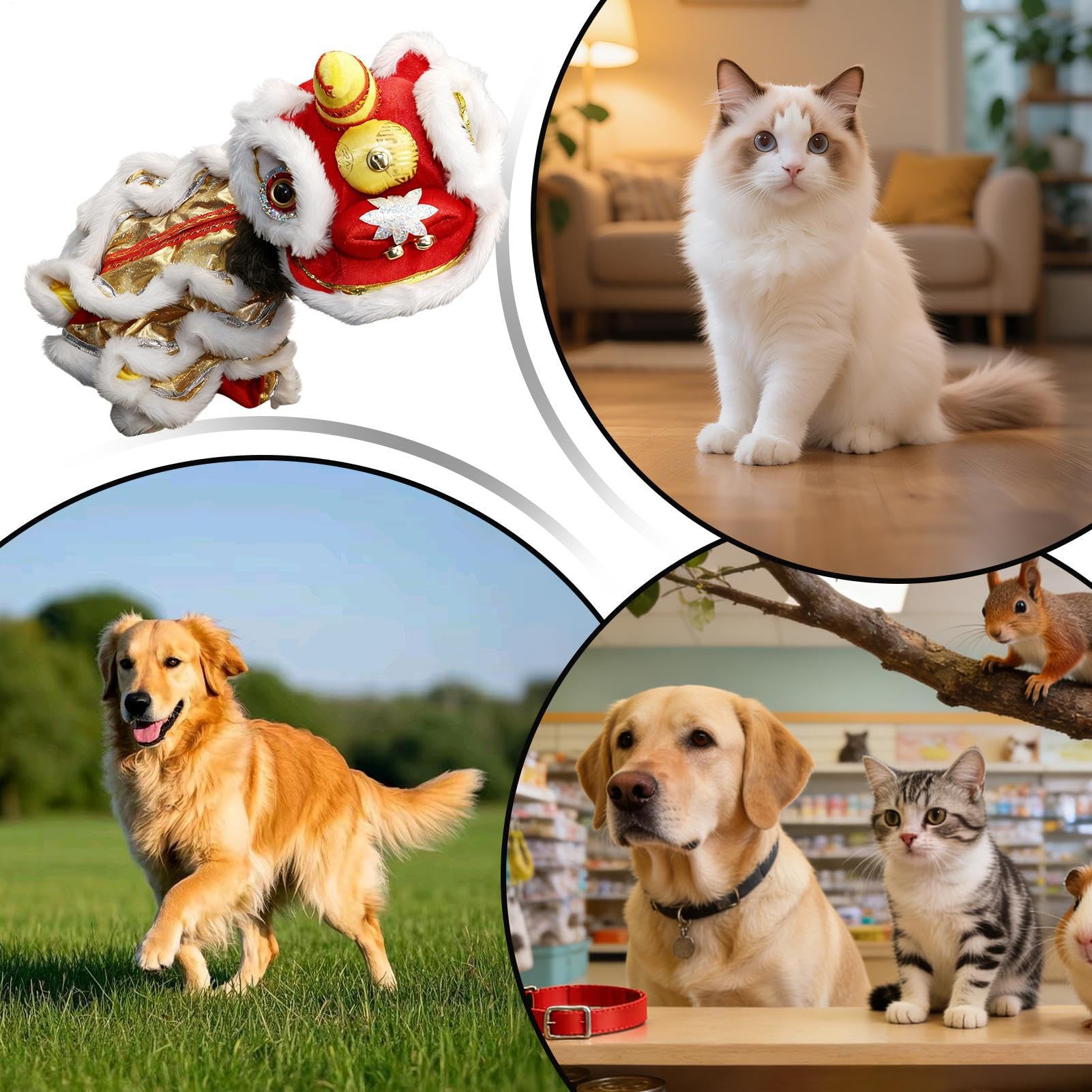 Costume Da Cane Lion Dance Cinese,Abbigliamento Cosplay Per Cuccioli | Abbigliamento Da Cani Capodanno - Per Feste Tema Carnevale Raduni Famiglia Capodanno Cinese Giardino Casa Eventi Sociali