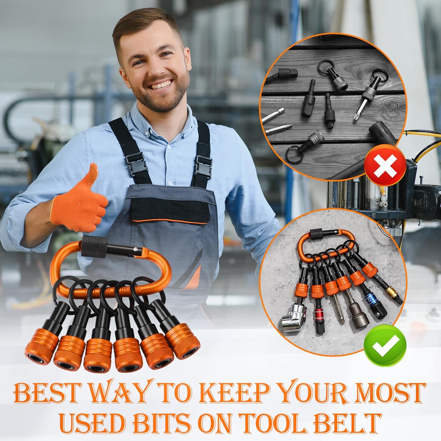 Threlaco 24 Pcs Upgraded Flexible Drill Bit Extension, Bit Holder Keychain, 1/4 3/8 1/2 Socket Hex Shank Quick Release Screwdriver 105 Degree Right Angle Driver for Drills Men Gifts (Orange)