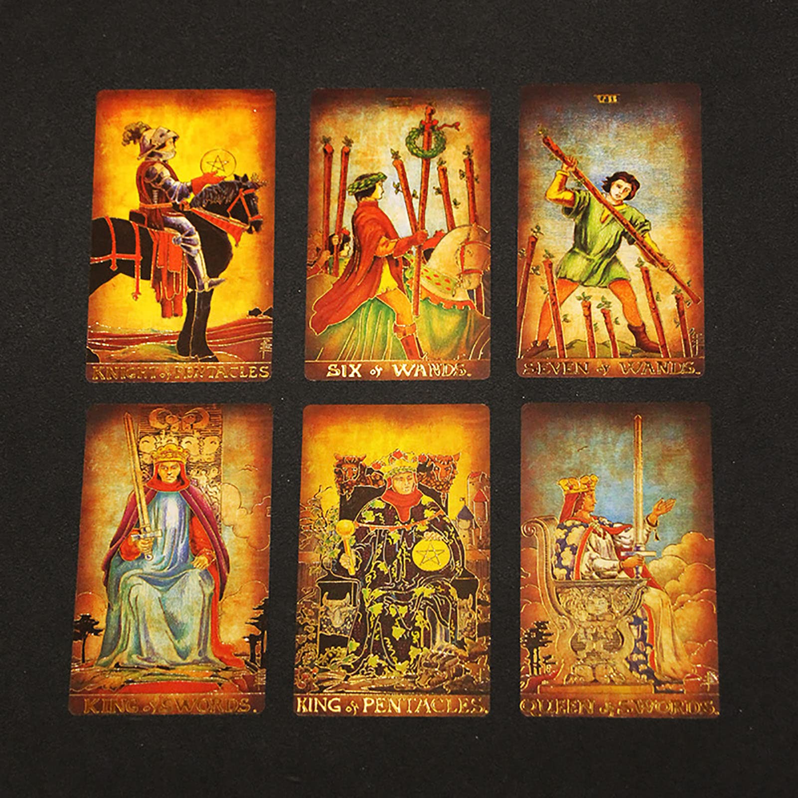 Juego de Cartas de Tarot con Instrucciones en Inglés, Juego de Adivinación de Cartas de Tarot para Lectores Expertos Principiantes,Oro