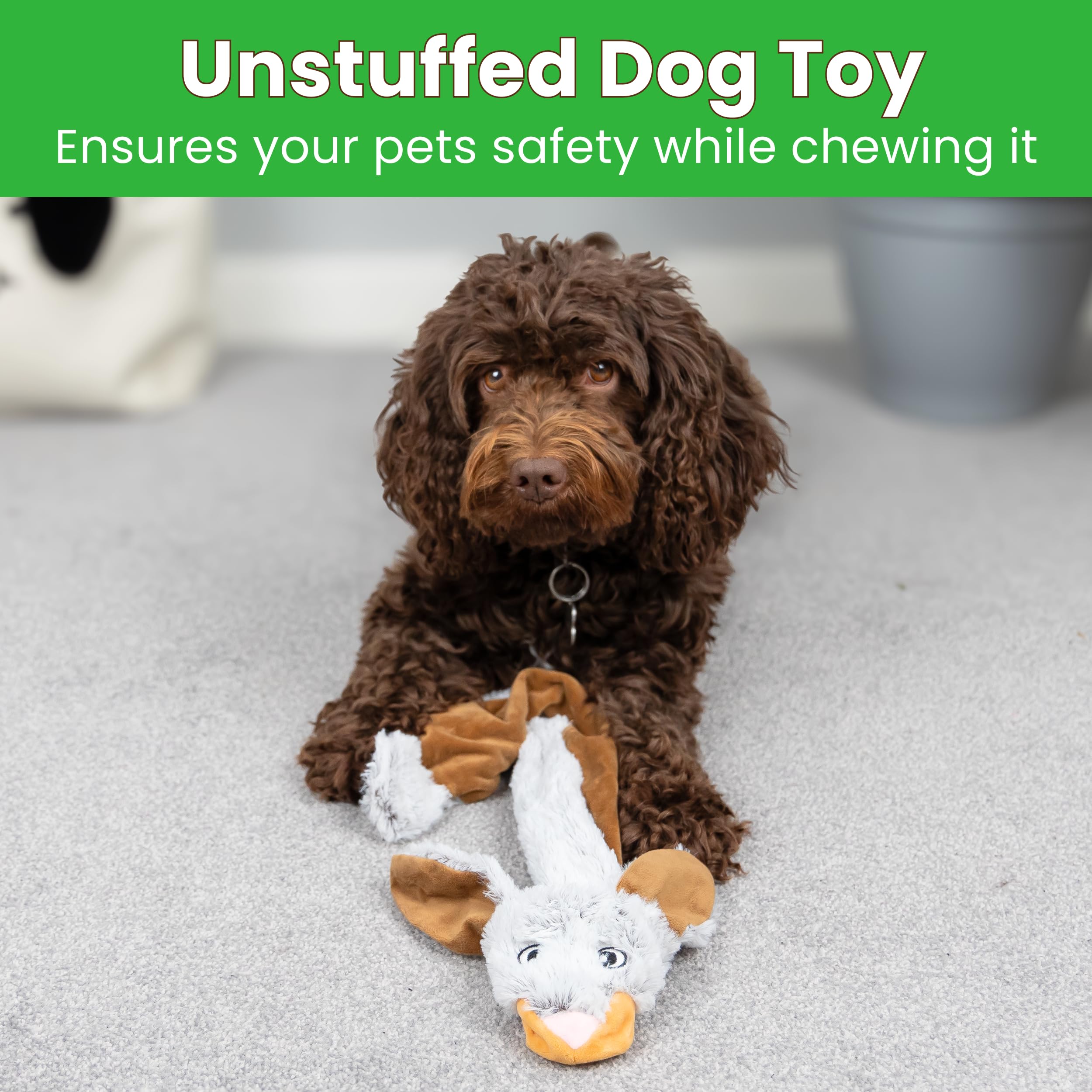 Zaxetic No-Stuffing Squeaky Plush Dog Toy, Durable, Multi‑Layer Chew Toy Bundle (Raccoon, Rabbit - Image 4