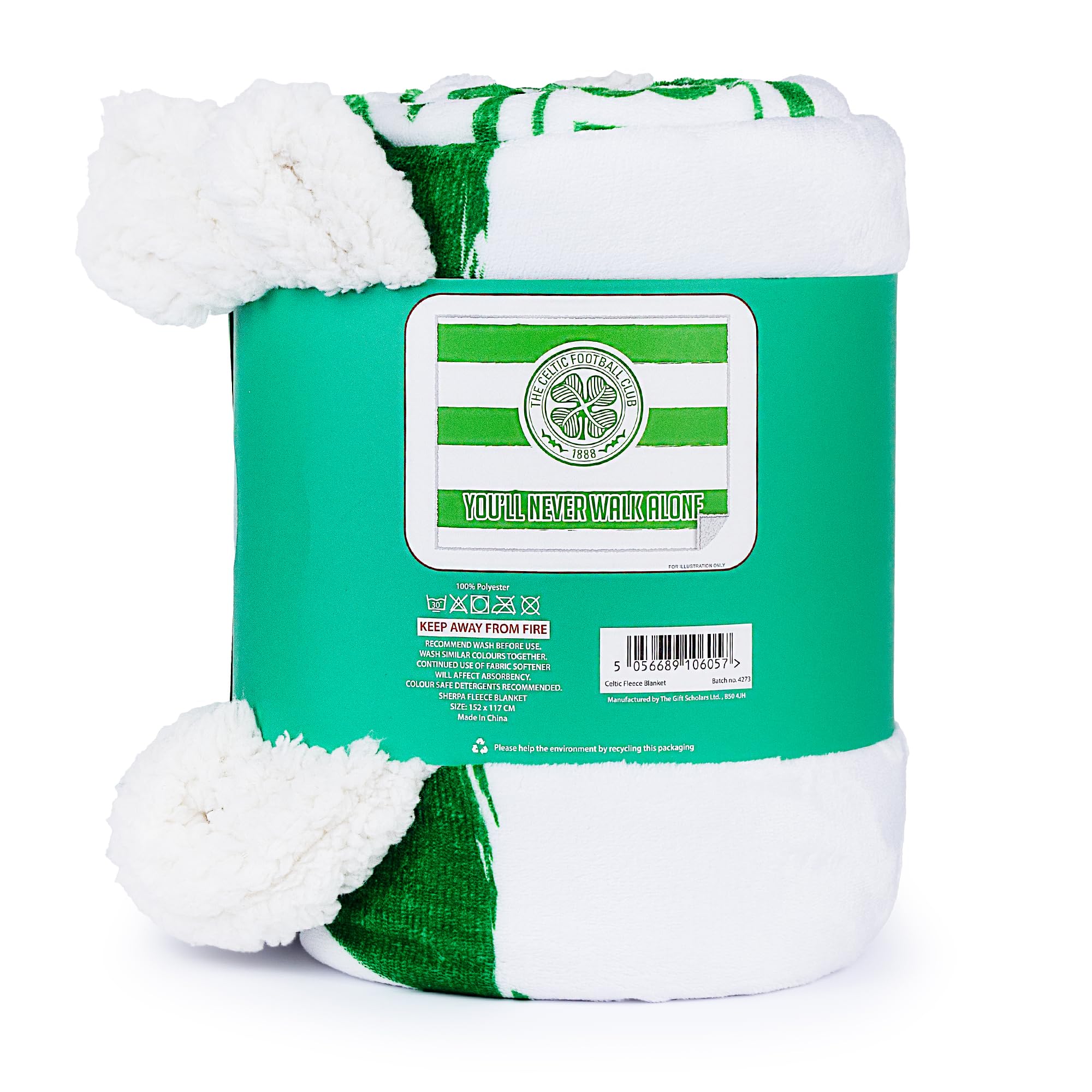 The Gift Scholars Celtic FC Sherpa, coperta in pile 152 x 117 cm, non camminerai mai da solo, merchandising ufficiale del club scozzese Premier SPL