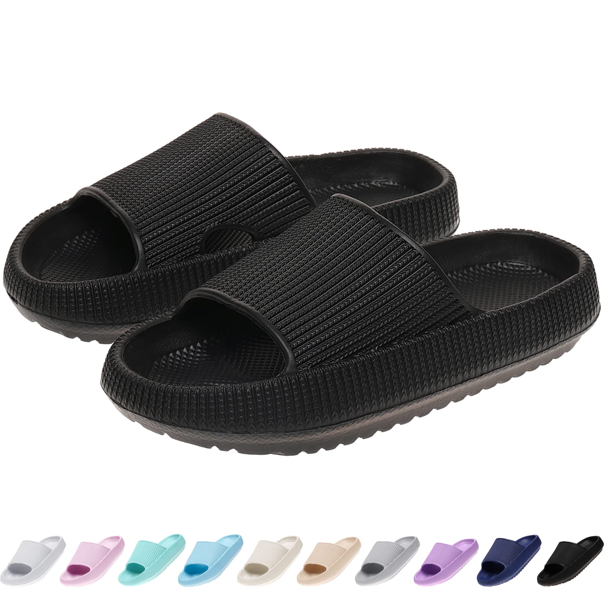 rosyclo Cloud Slides for Kids, Toddler Pillow Slippers Shower Bathroom Non-Slip Open Toe Super Soft Comfy Thick Sole Cozy Boys Girls Home House Cloud