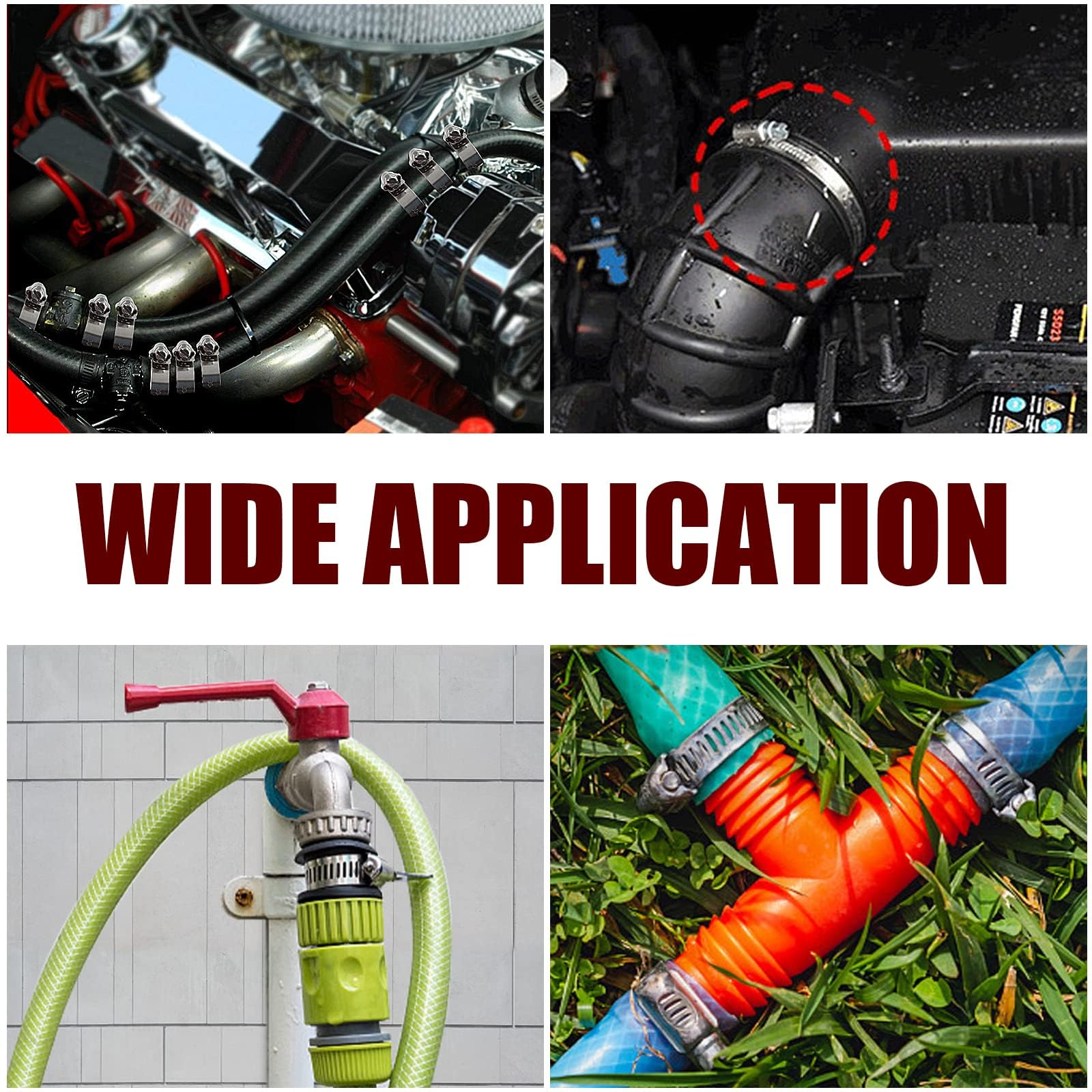 12 abrazaderas de manguera de acero inoxidable, abrazaderas de manguera ajustables de 1 a 2 pulgadas para línea de combustible, fontanería automotriz, tubería (27-51 mm)