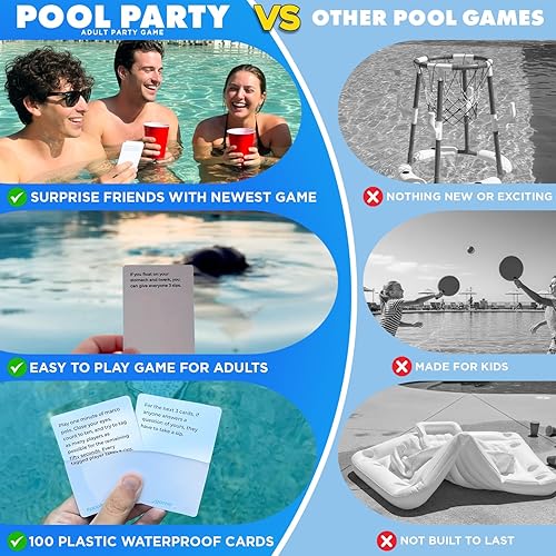 Miniatura 5 de Pool Party Juego de fiesta para adultos  Primer juego de cartas de piscina impermeable para adultos  100 divertidos juegos de piscina para adultos