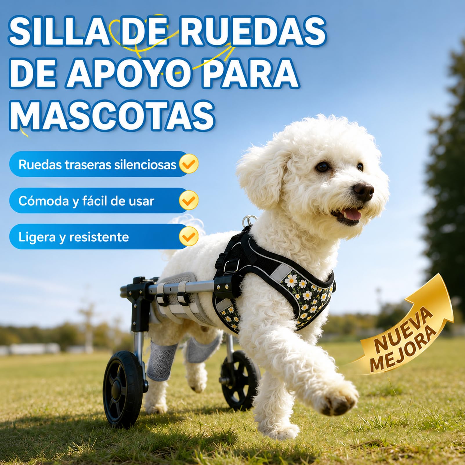 Silla De Ruedas Ajustable De 4 Ruedas Para Perros, Tanto Para Patas Delanteras Como Traseras. Ayuda Ligera De Movilidad Para Perros Lesionados, Discapacitados O Ancianos. Apta Para Razas Pequeñas Y Gr