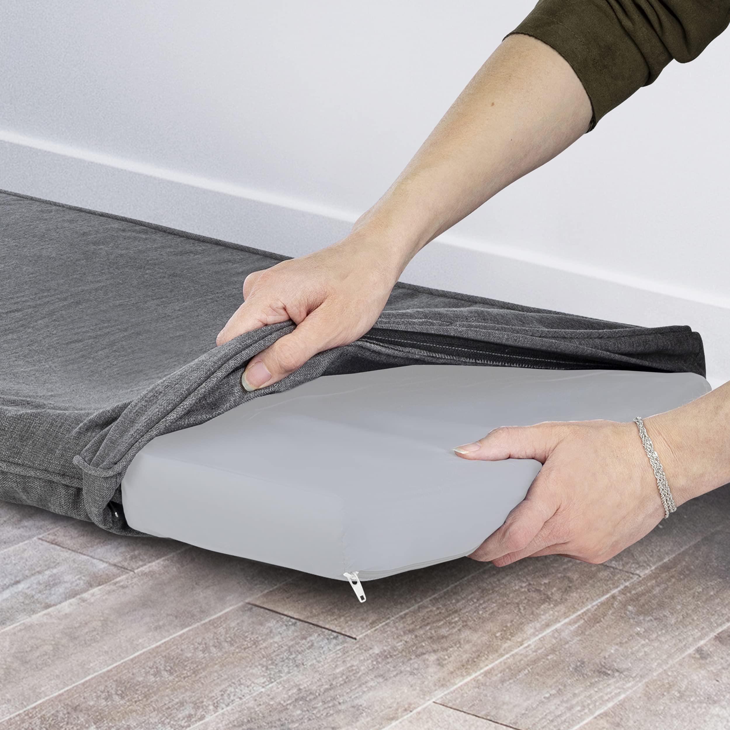 ONVAYA® Hundekissen Ersatzbezug | Hundebett Wechselbezug | hygienisch | Bezug auf 95 Grad waschbar | strapazierfähiges Material | Größe S | Grau