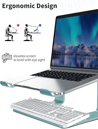 Miniatura 55 de SOUNDANCE Soporte para laptop, elevador de computadora de aluminio, elevador ergonómico para computadoras portátiles, soporte de metal compatible