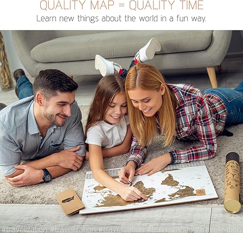 Miniatura 5 de Mapa del mundo para raspar con banderas, 24 x 17 pulgadas, fácil de enmarcar, póster de arte de pared con estados y banderas de Estados Unidos -