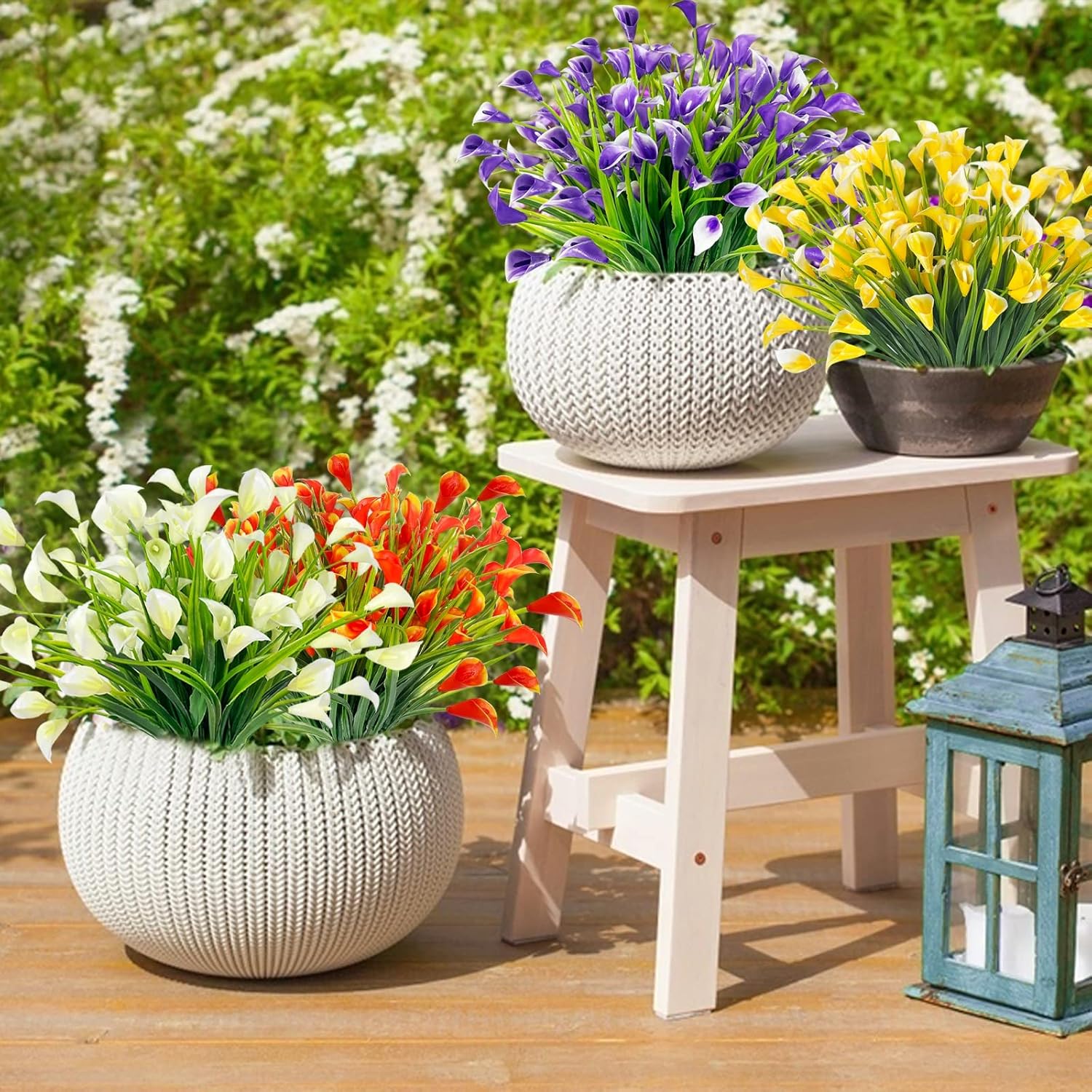 TURNMEON 12 Bundles Calla Lily (240 Heads) Artificial Flowers for Outdoors, Fake Plants UV Resistant Faux Plastic Fake Flowers for Indoor Planter Home Porch Yards Summer Cemetery Spring Decor(Yellow) - Image 6