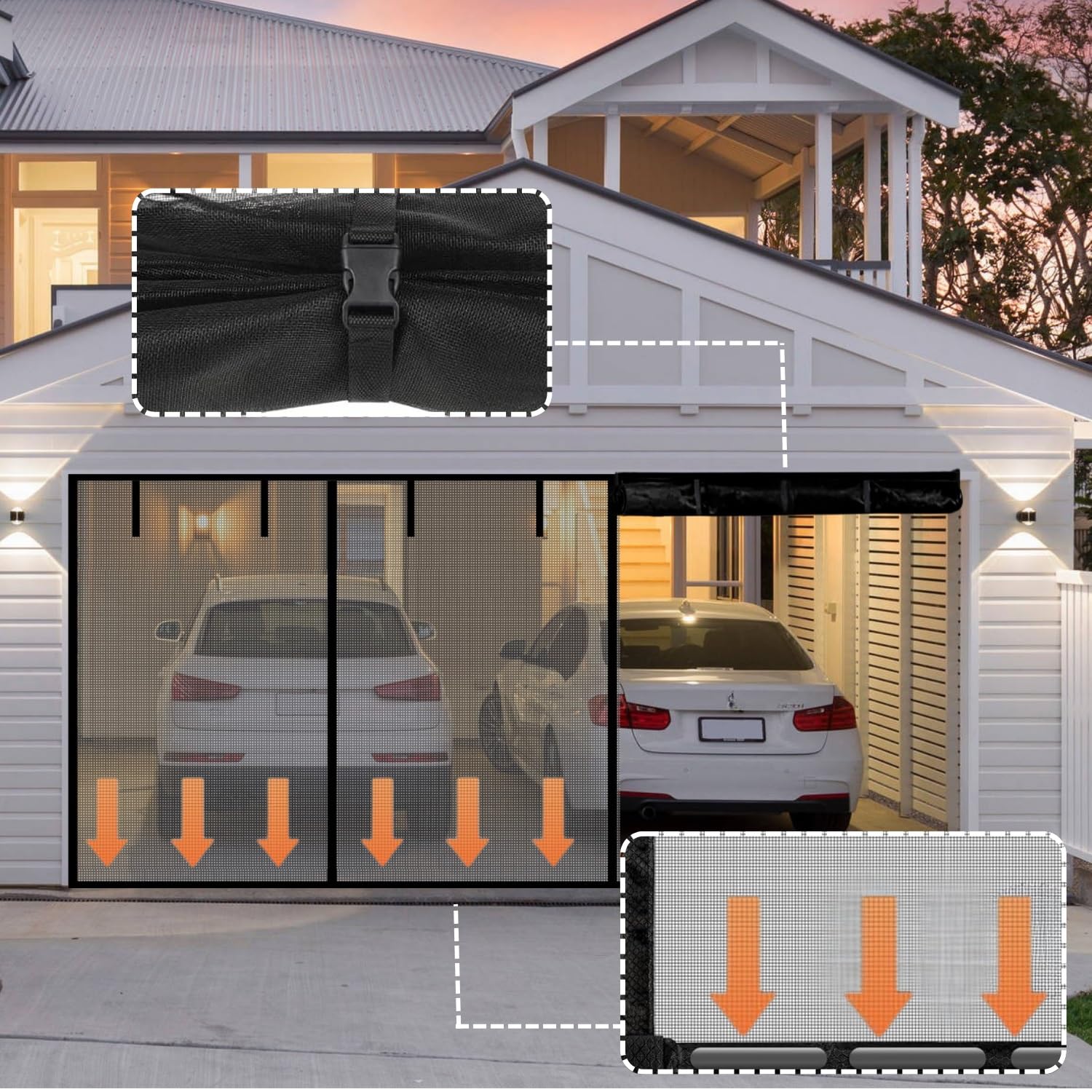 Generisch Magnet Fliegengitters Tür Insektenschutz Garag Magnet Tür Abdeckung 244x214cm 274x214cm 488x214cm Fliegenvorhang Für Für Garage Tür Terrassenüberdachung Gartenhaus(274x214cm)