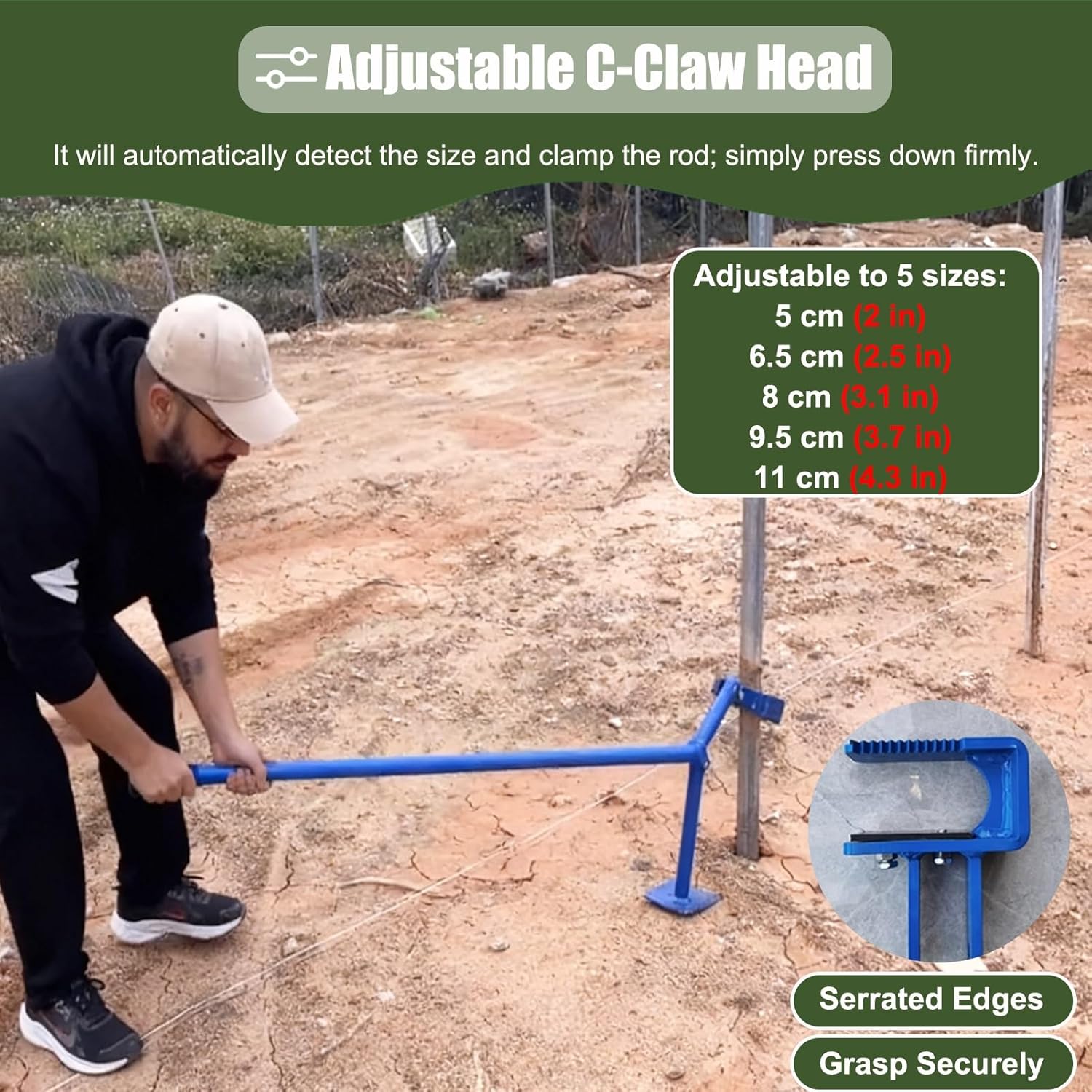 Large Size Sapling Puller, Tree Post Puller Tool For Metal Stake Steel Pipe Fence Removal Multiple Sizes