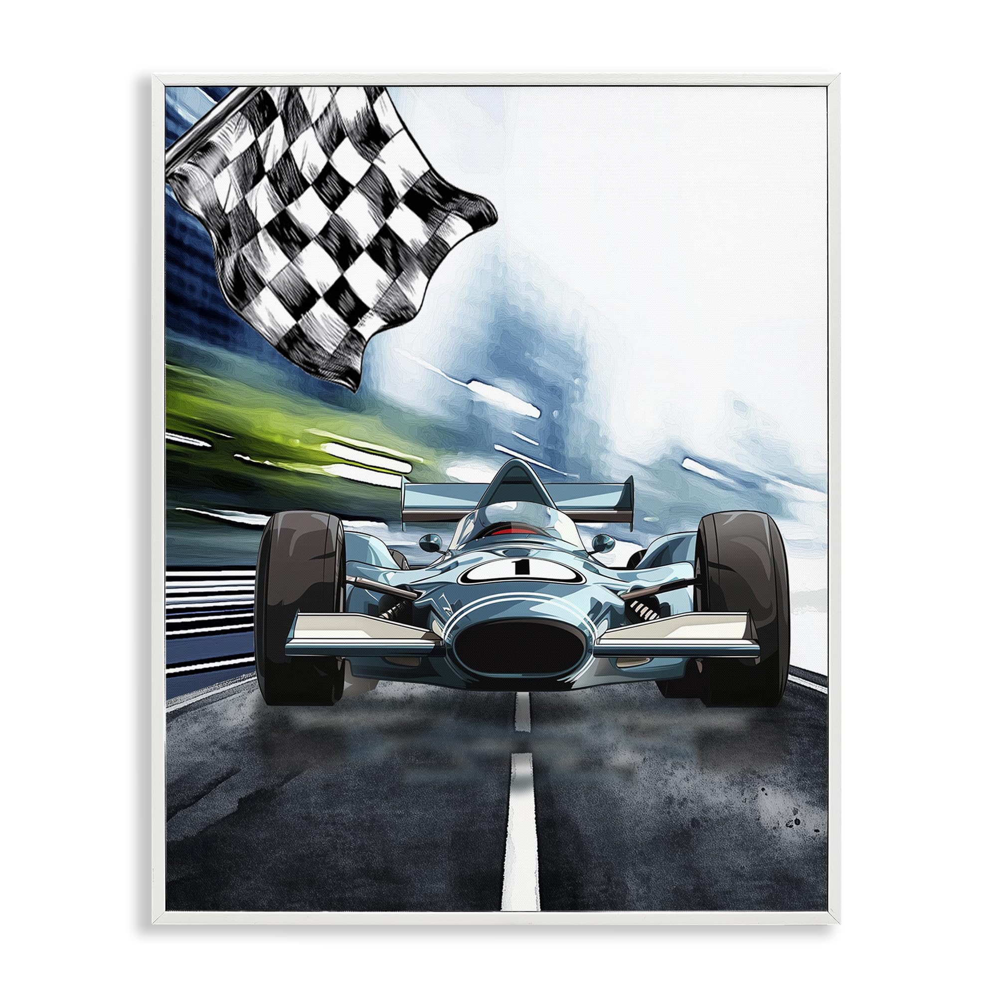 Stupell Industries 'Racecar Set Go', Framed Giclee Art, White, 24 x 30 Inches, Easy to Hang and Sturdy, Made in USA, by Christine Simpson Art
