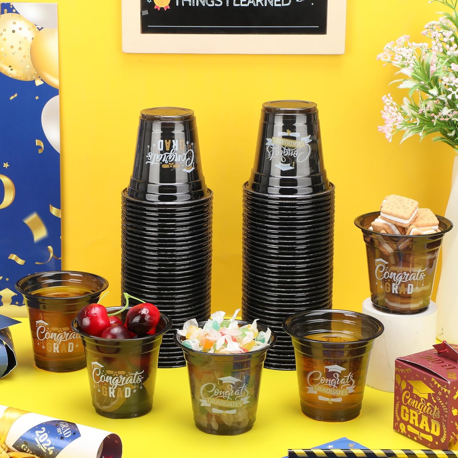 Tioncy 80 Pcs Graduation Cups Class of 2026 Party Plastic Cups 12 oz Graduation Party Decorations Grad Disposable Tableware Drinkware for Hot Cold Drinks Beverage Ice Cream School Supplies