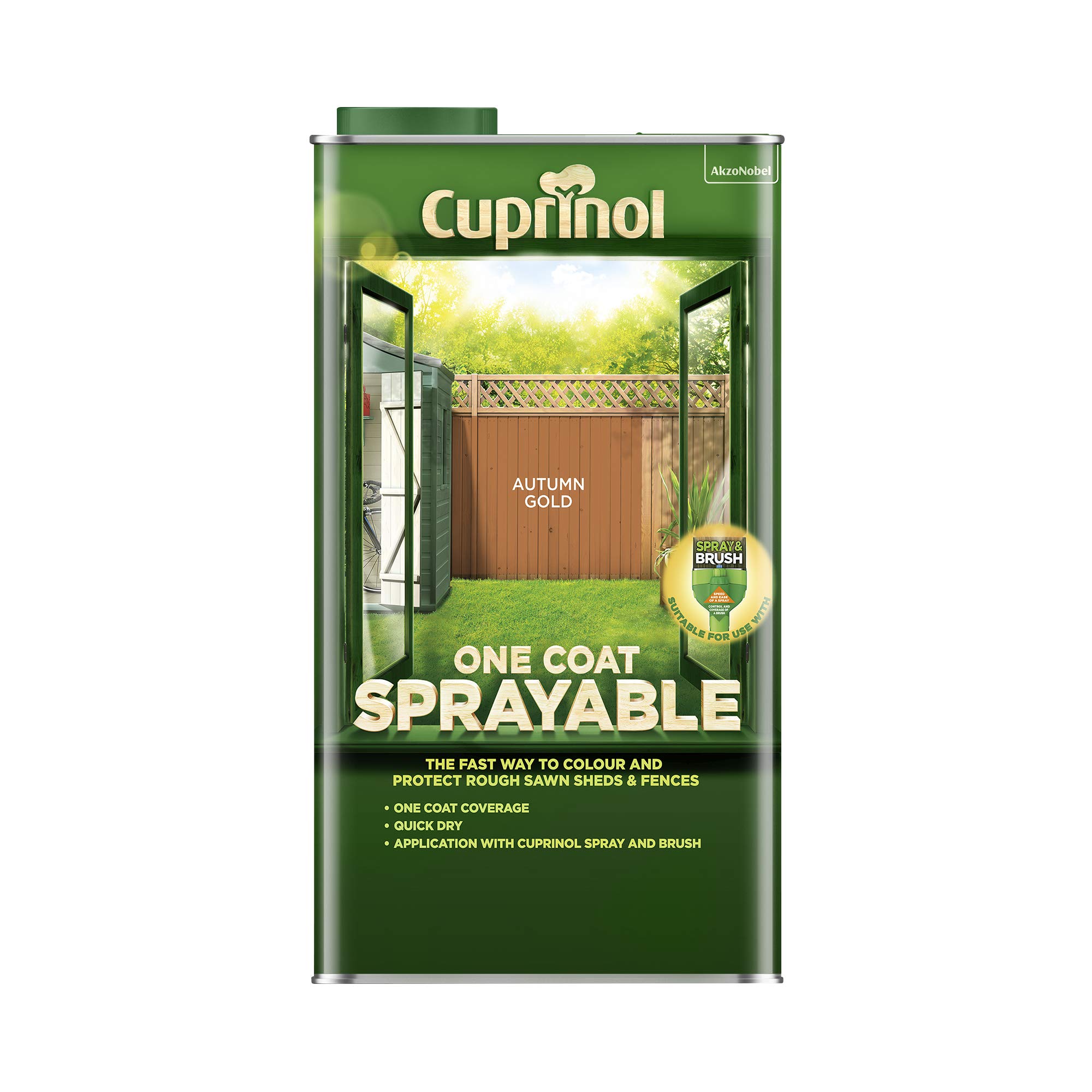 Cuprinol Harvest Gold 5 Litre One Coat Sprayable Fence Treatment Autumn Gold