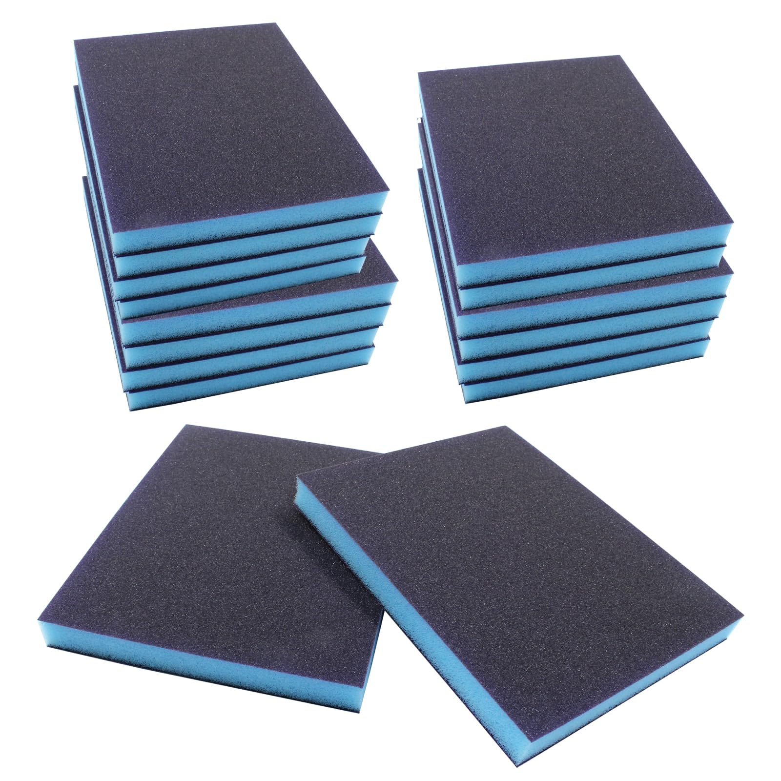 BokWin 16Pcs Sanding Sponge, 150 Grit Washable Sponge Sand Blocks, Wet and Dry Sanding Blocks for Plastic, Wood, Metal, Furniture (Grade 400 to 500)