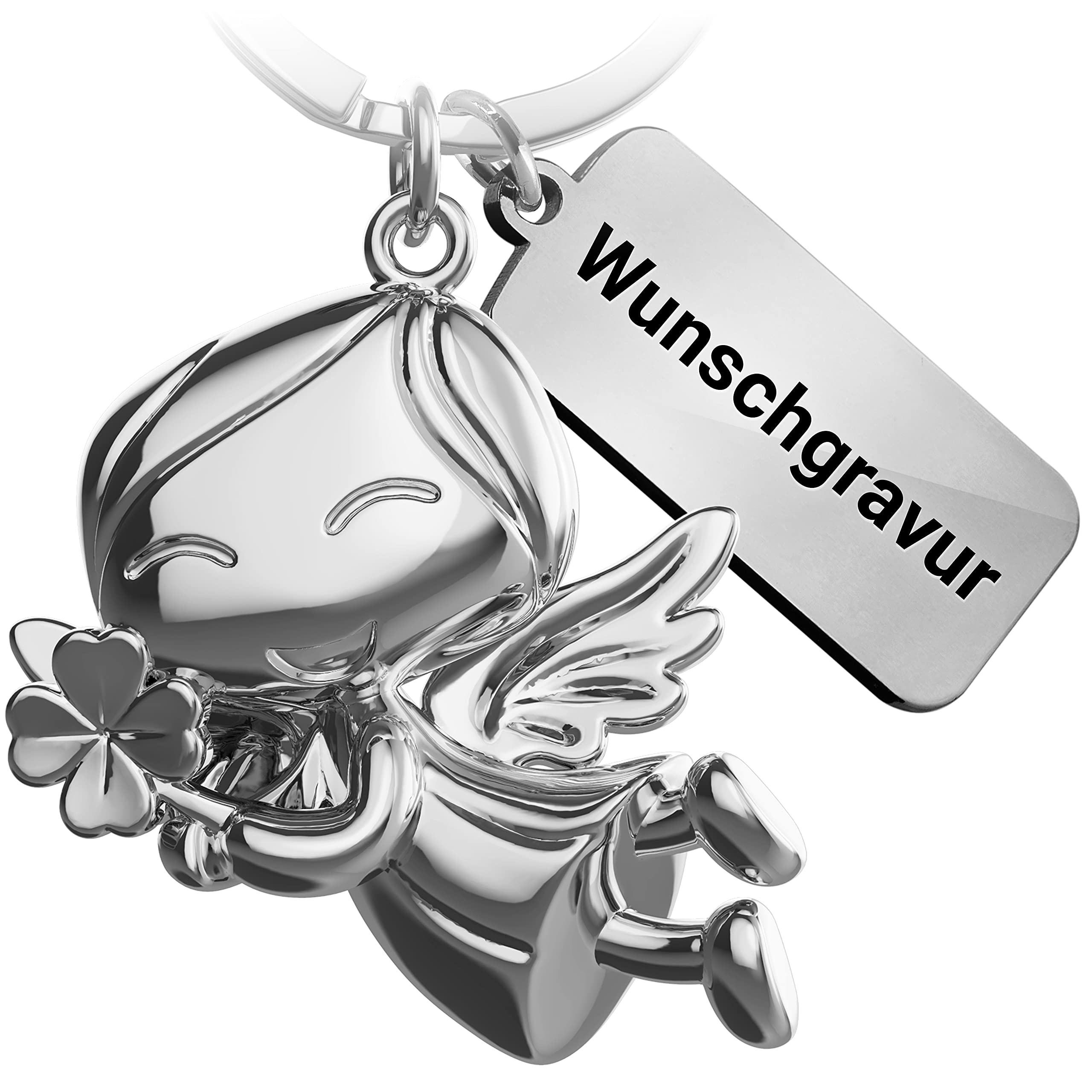 FABACH Schutzengel Schlüsselanhänger - Glücksbringer für Auto mit personalisierter Gravur - Viel Glück Geschenk