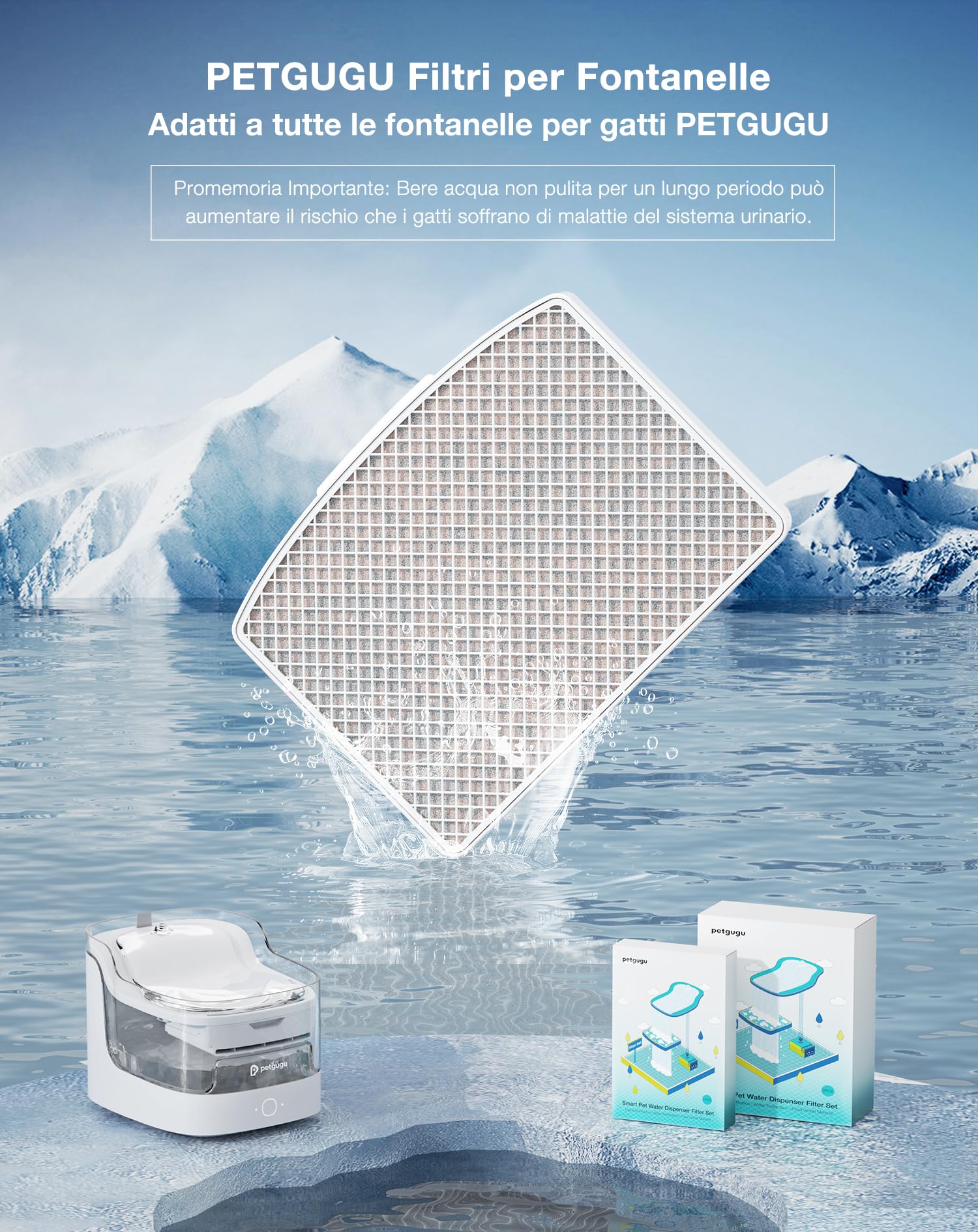 PETGUGU 6PCS Filtro Fontanella per Gatti, Filtro di Ricambio per PF1 e PF1L, Sistema di Filtraggio a 8 Stadi, Filtri Carbone Attivo per Acqua Pulita e Fresca e Animali Domestici Sani